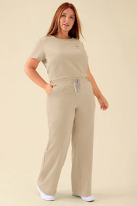 KAERE Pantalon Femme - large jambe sable