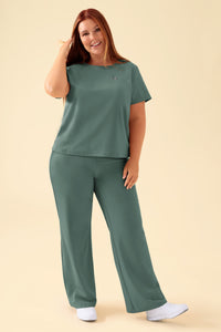KAERE T-shirt Femme - Encoloure ronde vert foncé