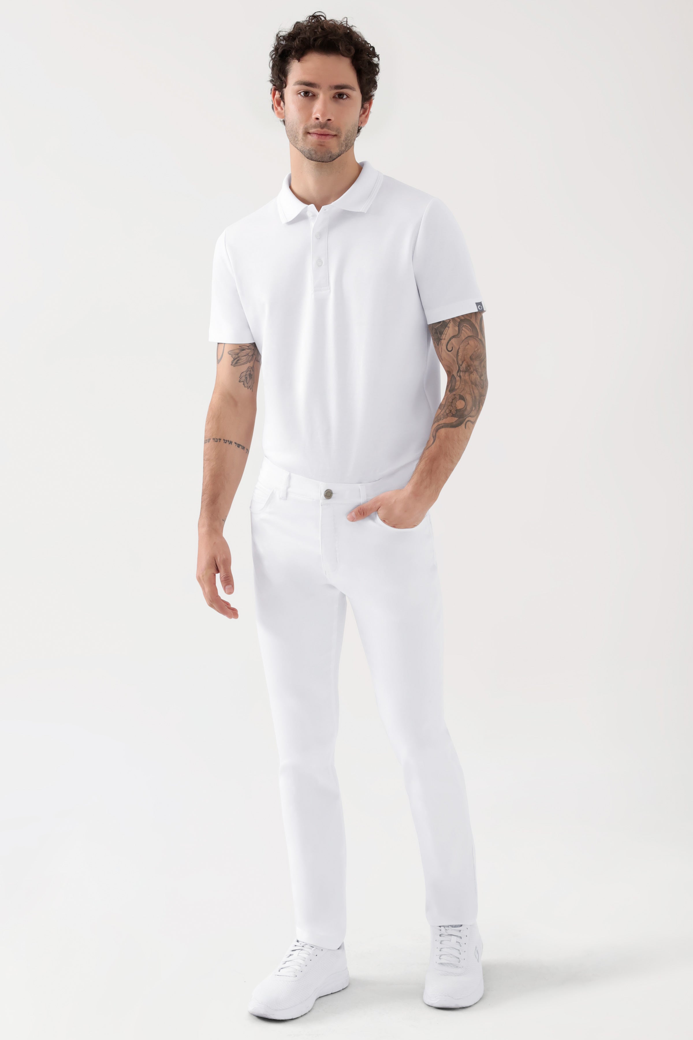 CORE Comfort Stretch Pantalon 5-Poches homme - jambe étroite blanc