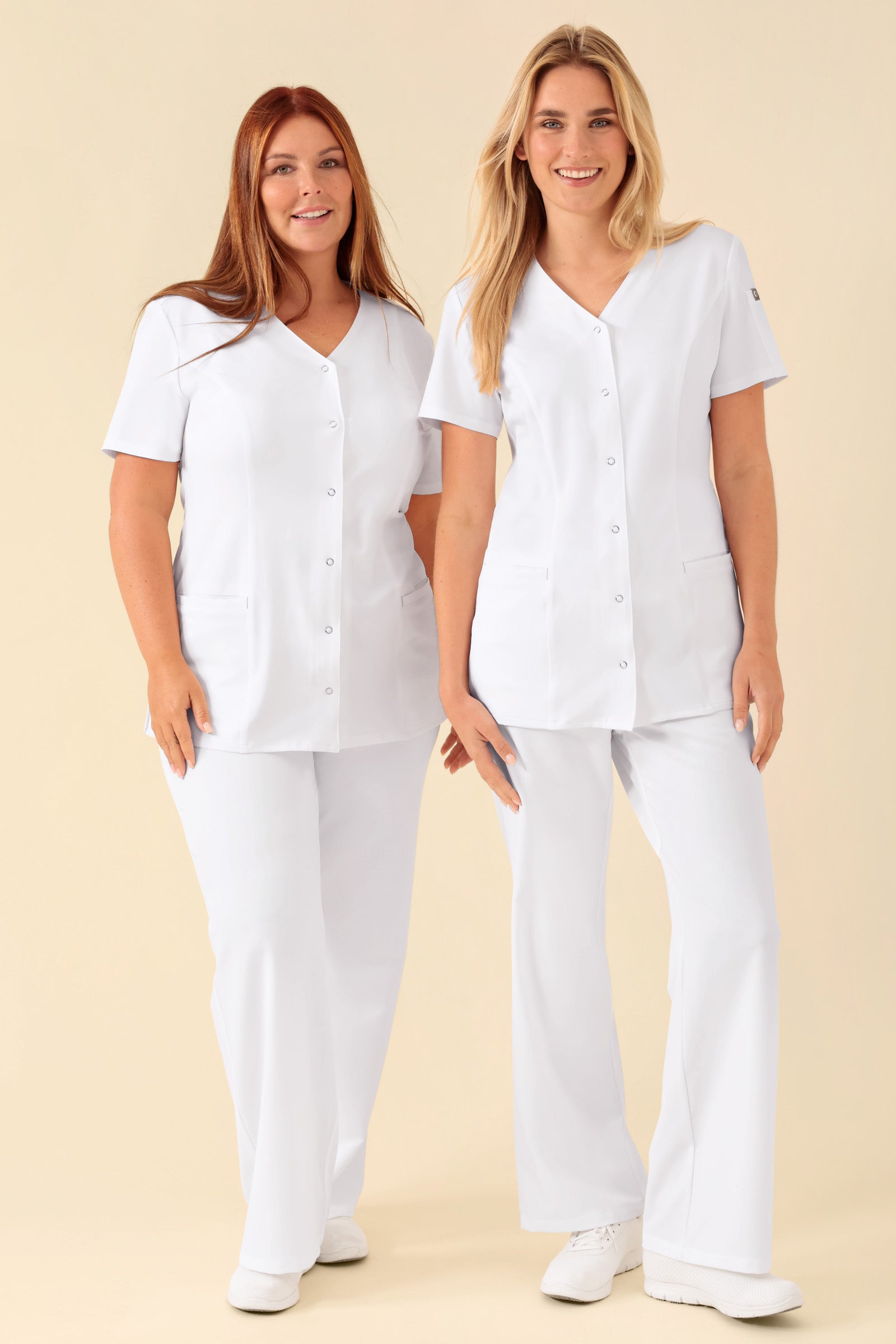 KAERE Blouse Femme - Patte de boutonnage blanc, Vue de face 