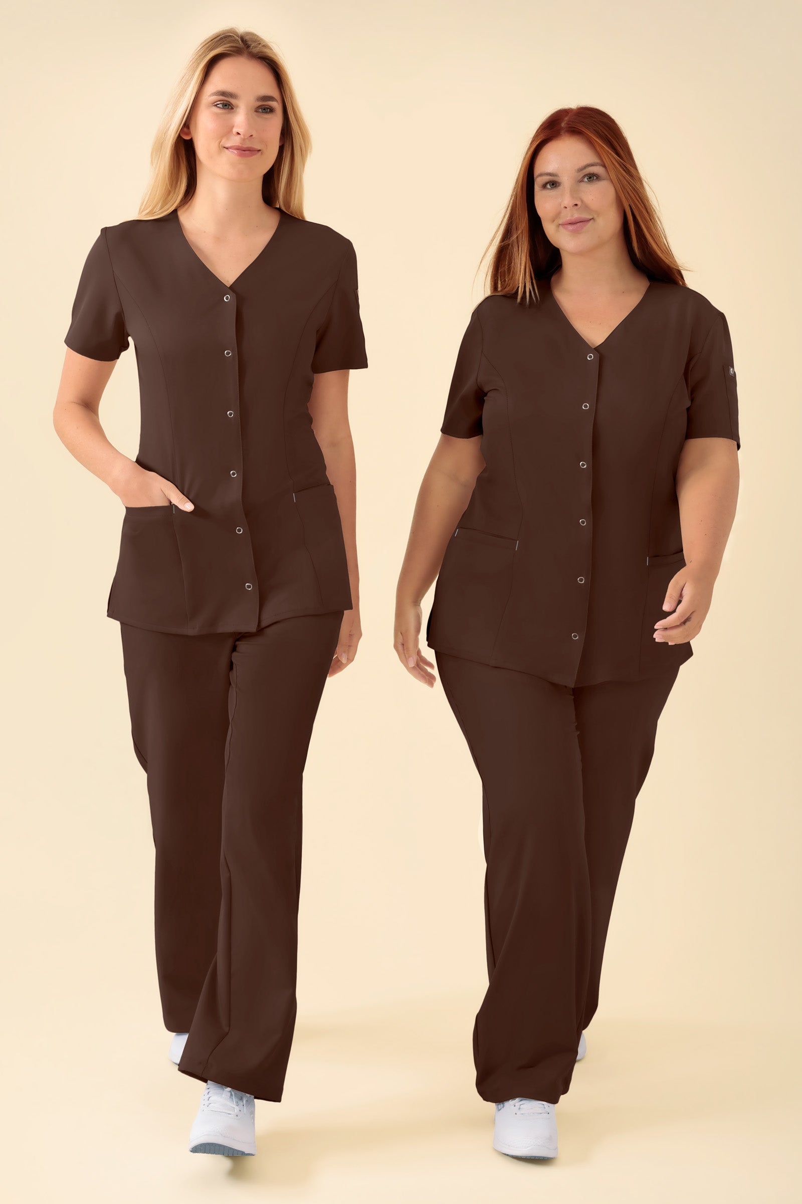 KAERE Blouse Femme - Patte de boutonnage coffee, Vue de face 