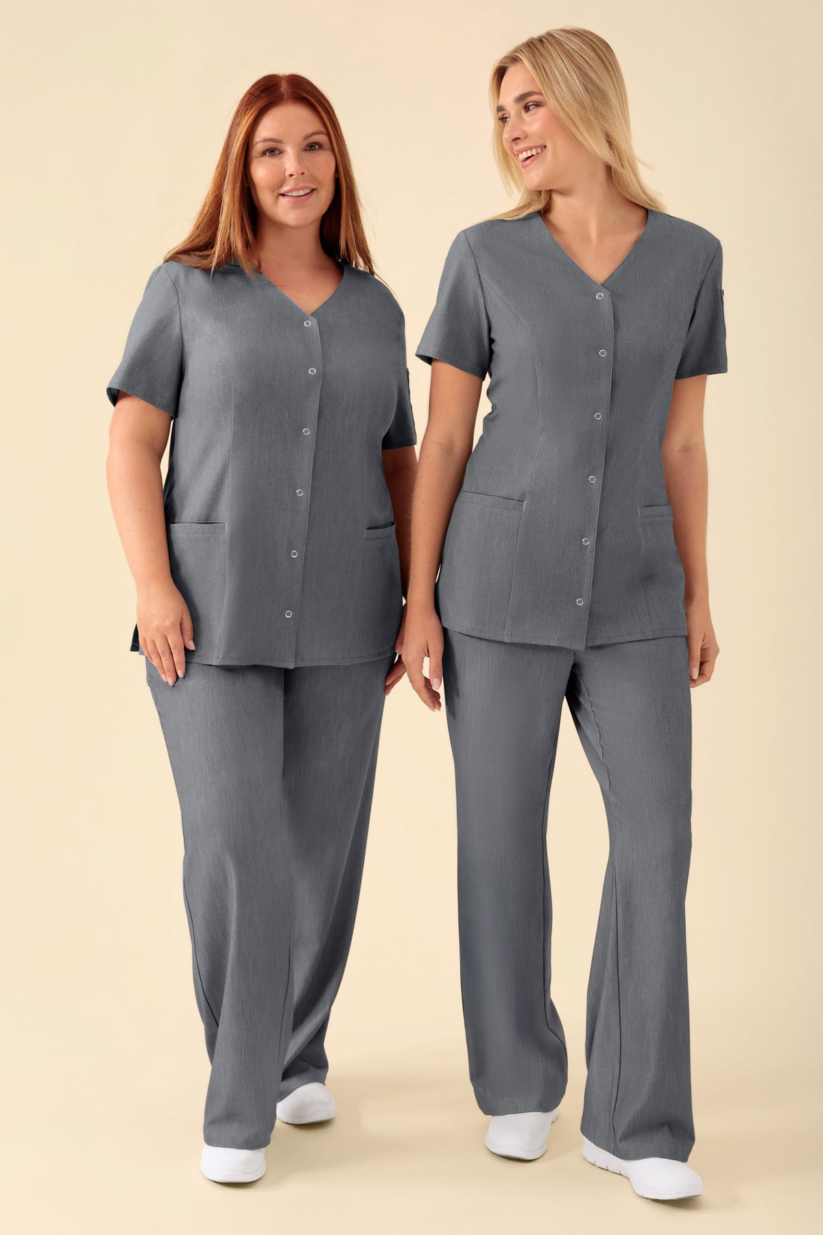 KAERE Blouse Femme - Patte de boutonnage gris foncé chiné, Vue de face 