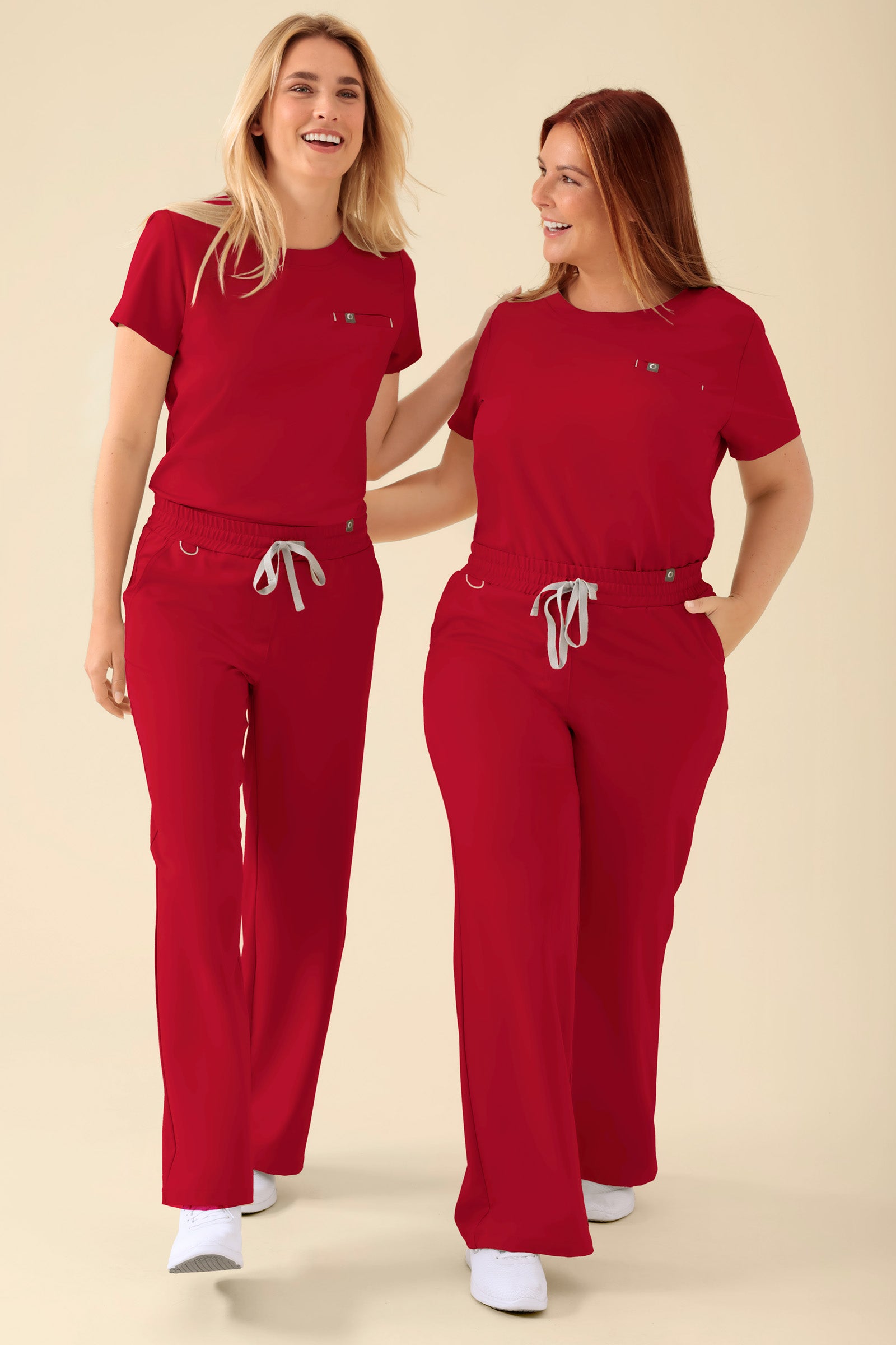 KAERE Pantalon Femme - large jambe rouge, Vue de face 