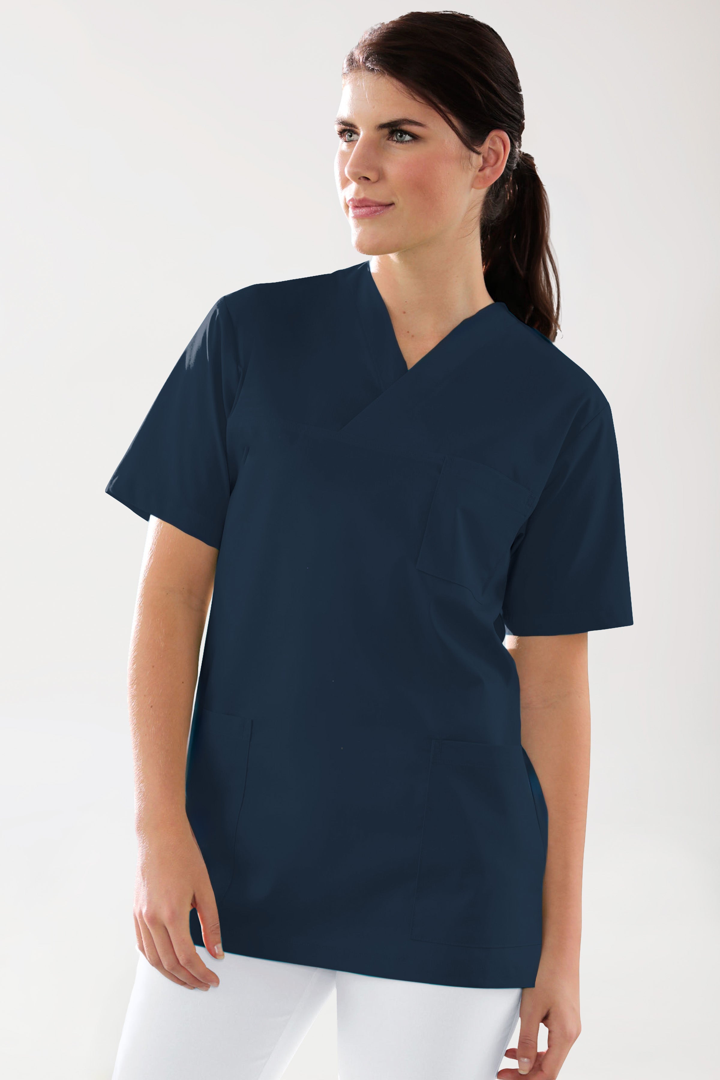 Tunique Stretch mixte - Décolleté V navy, Vue de face 
