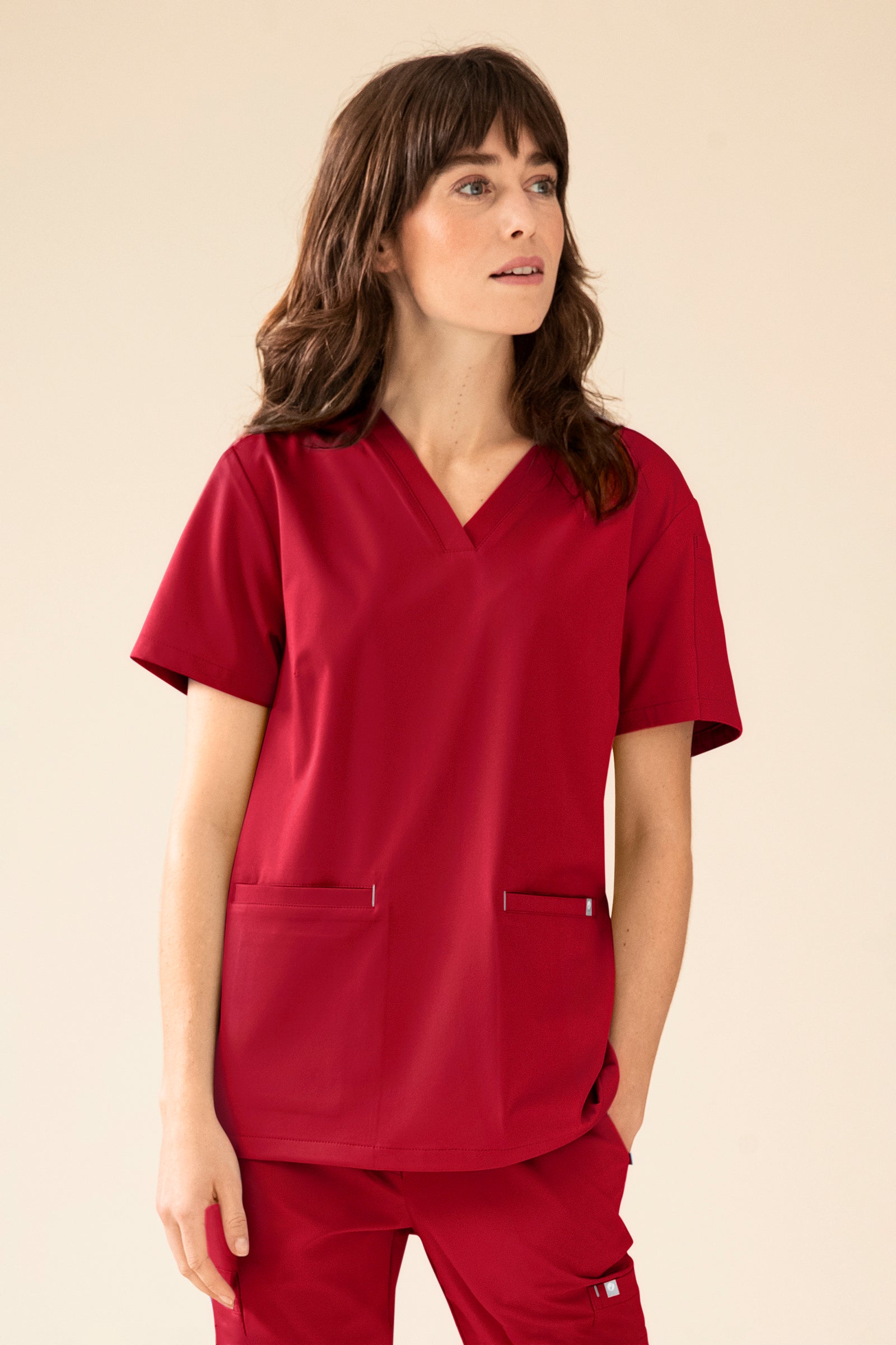 KAERE Tunique Femme - Décolleté V rouge