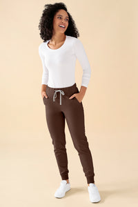 KAERE Pantalon Femme - ourlets côtelés et sans poches cargo coffee