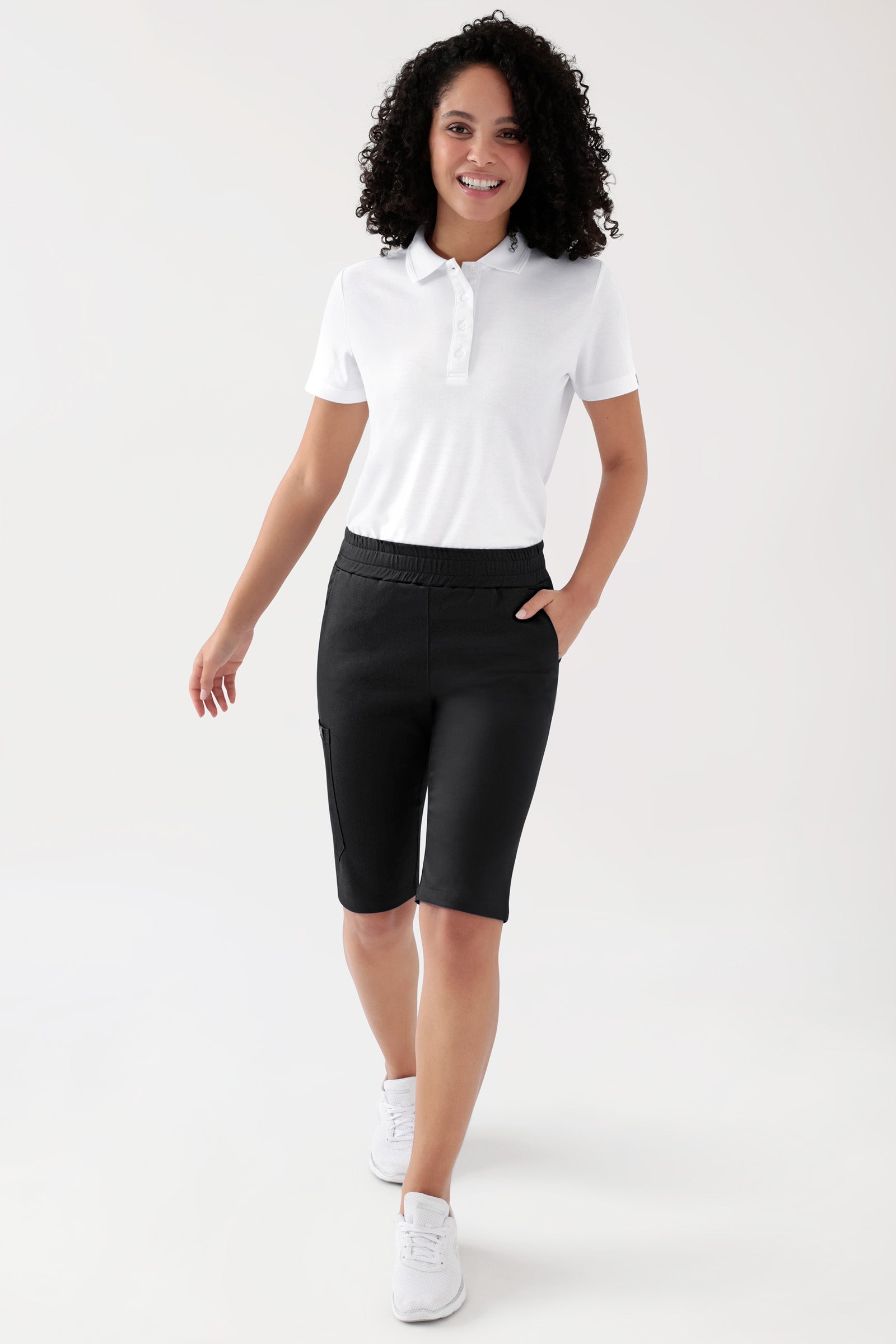 COMFY FLEX Pantalon Stretch mixte - bermuda noir, Vue de face Le mannequin mesure 176 cm et porte la taille S