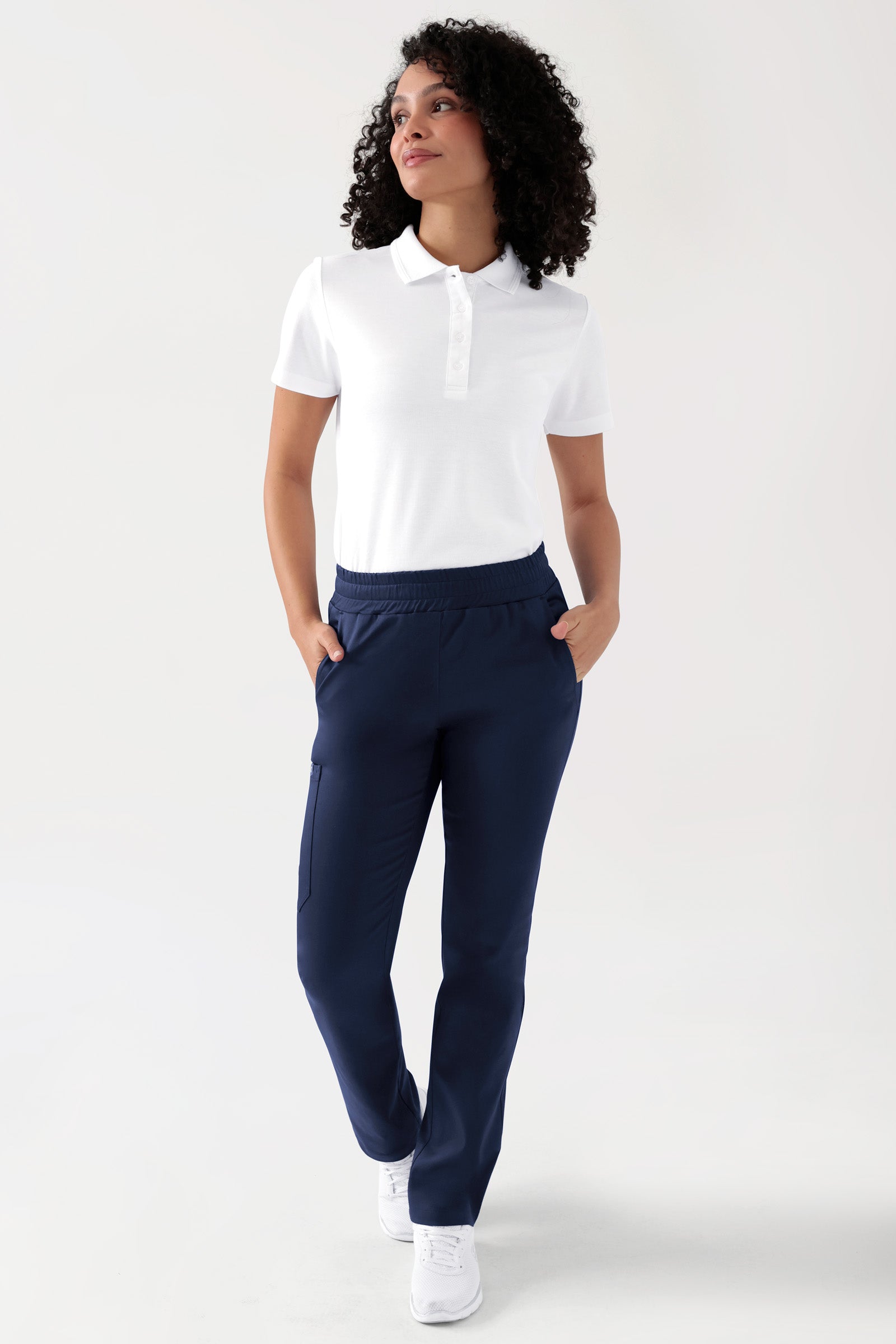 COMFY FLEX Pantalon Stretch mixte - 1/1 longueur navy, Vue de face Le mannequin mesure 176 cm et porte la taille S