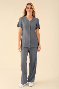 KAERE Blouse Femme - Patte de boutonnage gris foncé chiné