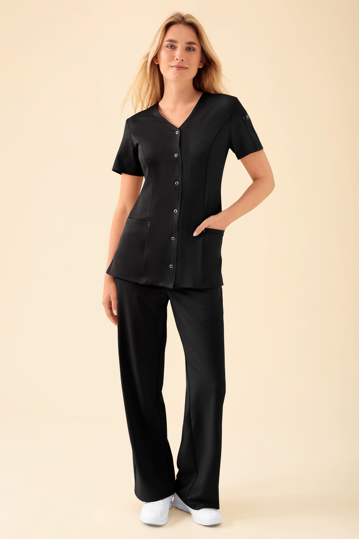 KAERE Blouse Femme - Patte de boutonnage noir