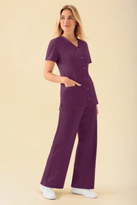 KAERE Blouse Femme - Patte de boutonnage prune