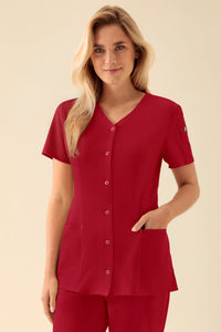 KAERE Blouse Femme - Patte de boutonnage rouge