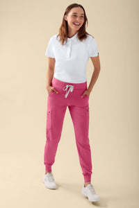 KAERE Pantalon Femme - avec poches cargo et ourlets côtelés bois de rose