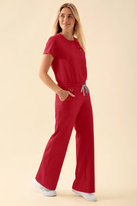 KAERE Pantalon Femme - large jambe rouge