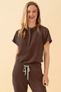 KAERE Tunique Femme - Col officier coffee