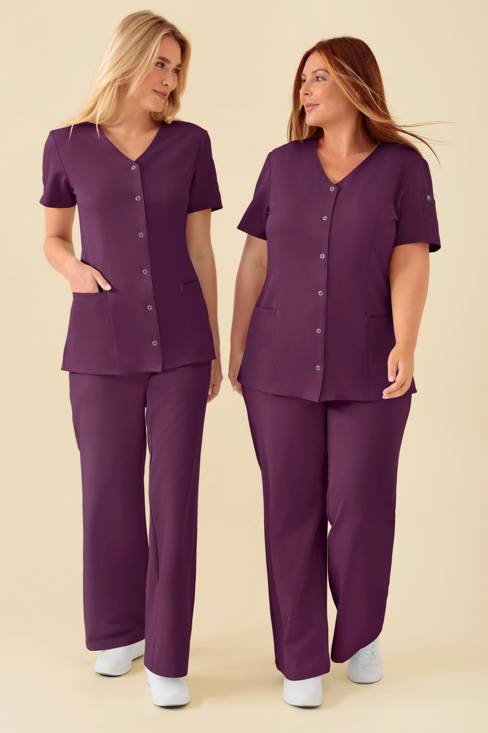 KAERE Blouse Femme - Patte de boutonnage prune, Vue de face 