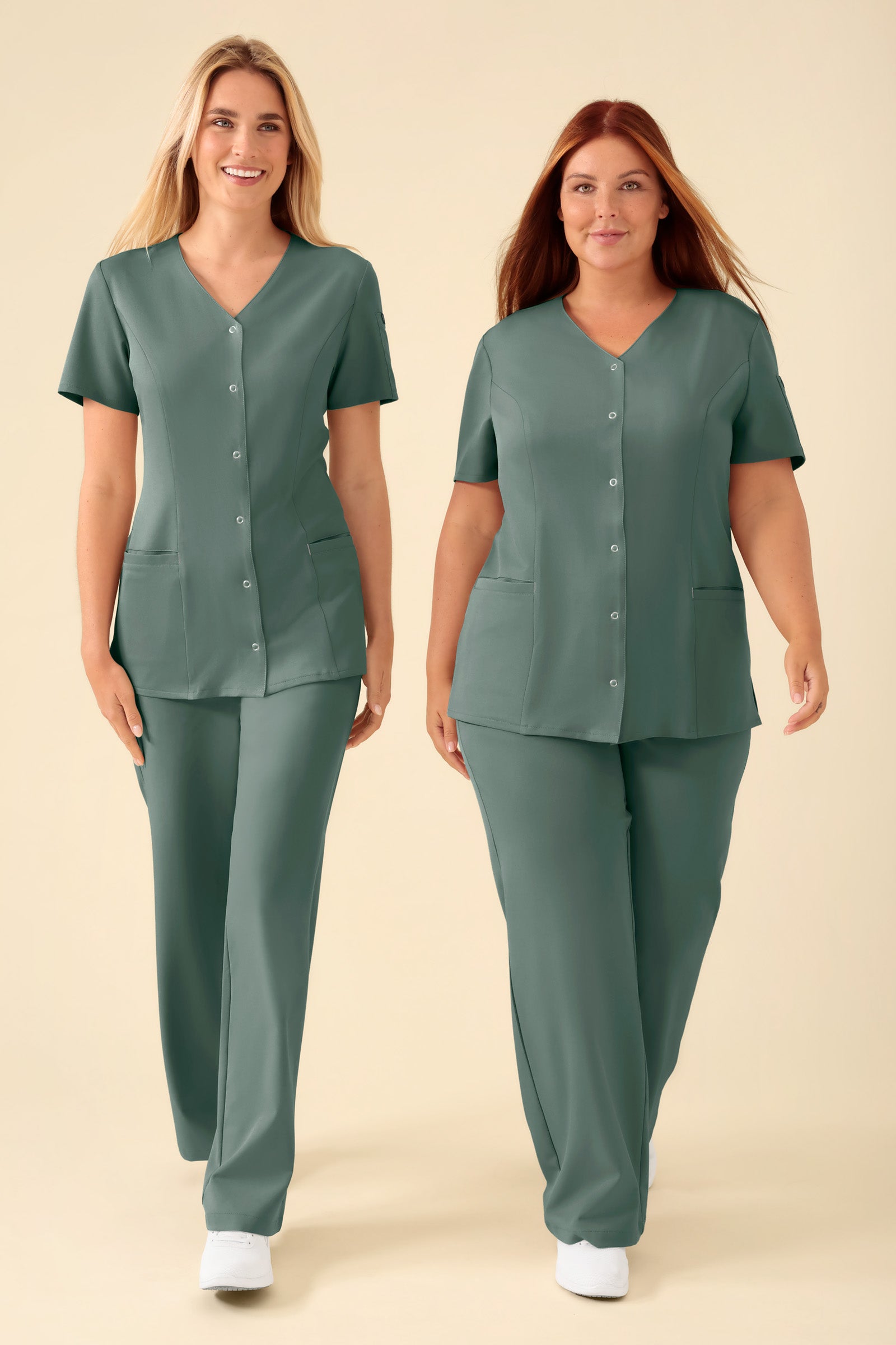 KAERE Blouse Femme - Patte de boutonnage vert foncé, Vue de face 