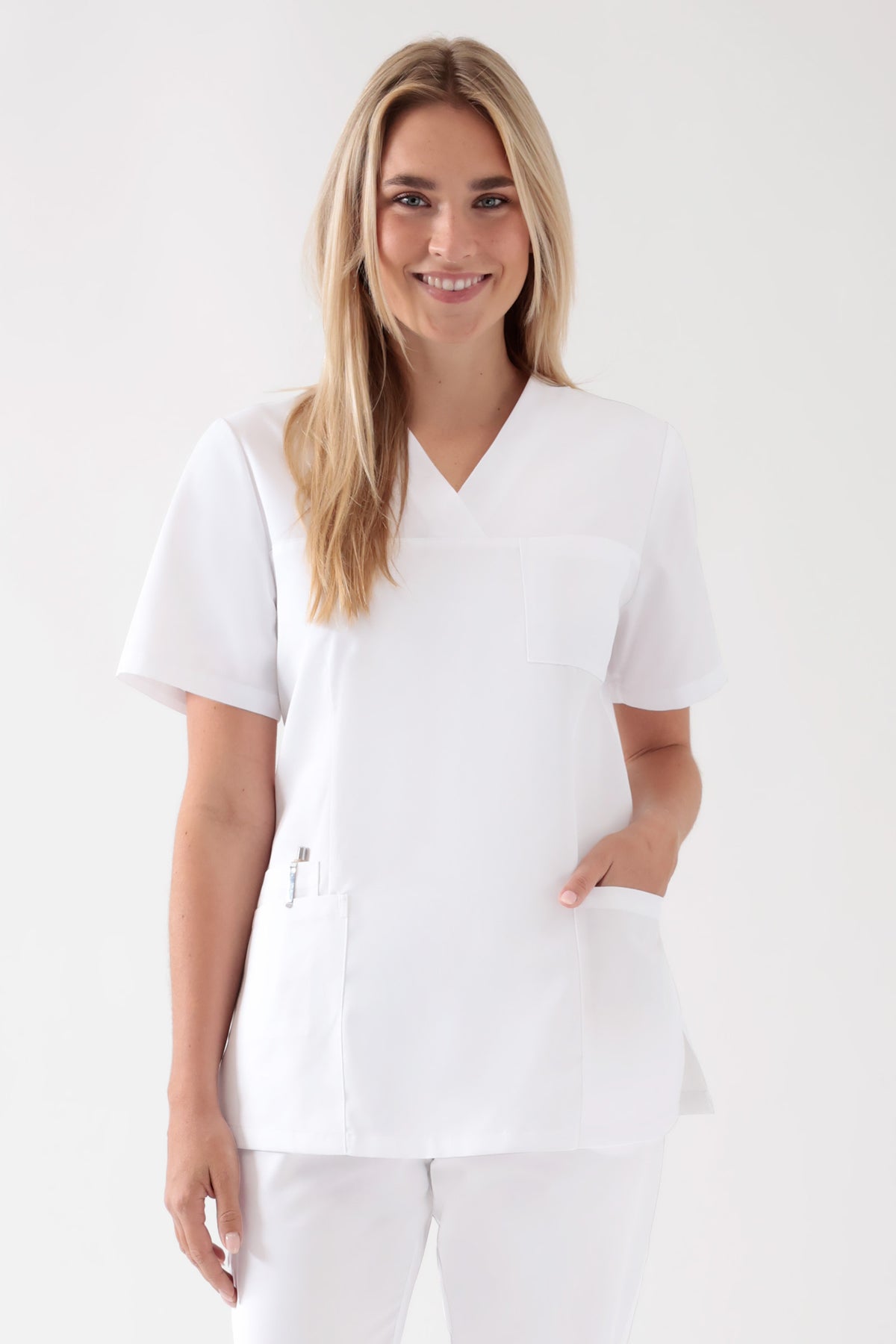 TENCEL™ Tunique Femme - Décolleté V blanc, Vue de face 
