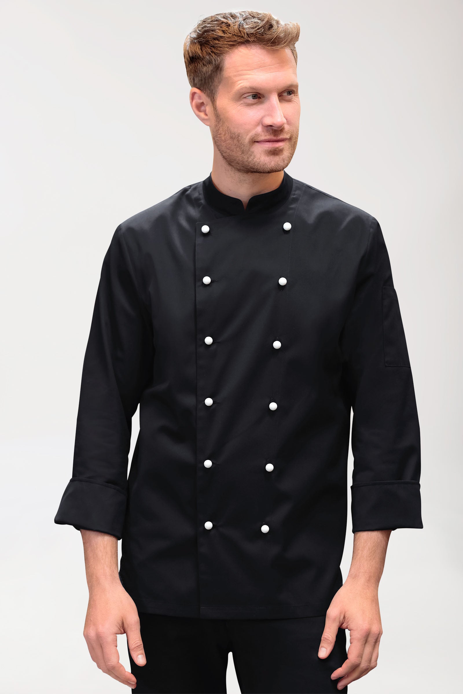 Gastro Veste de cuisine Homme - Patte 6 boutons - Manche longue noir