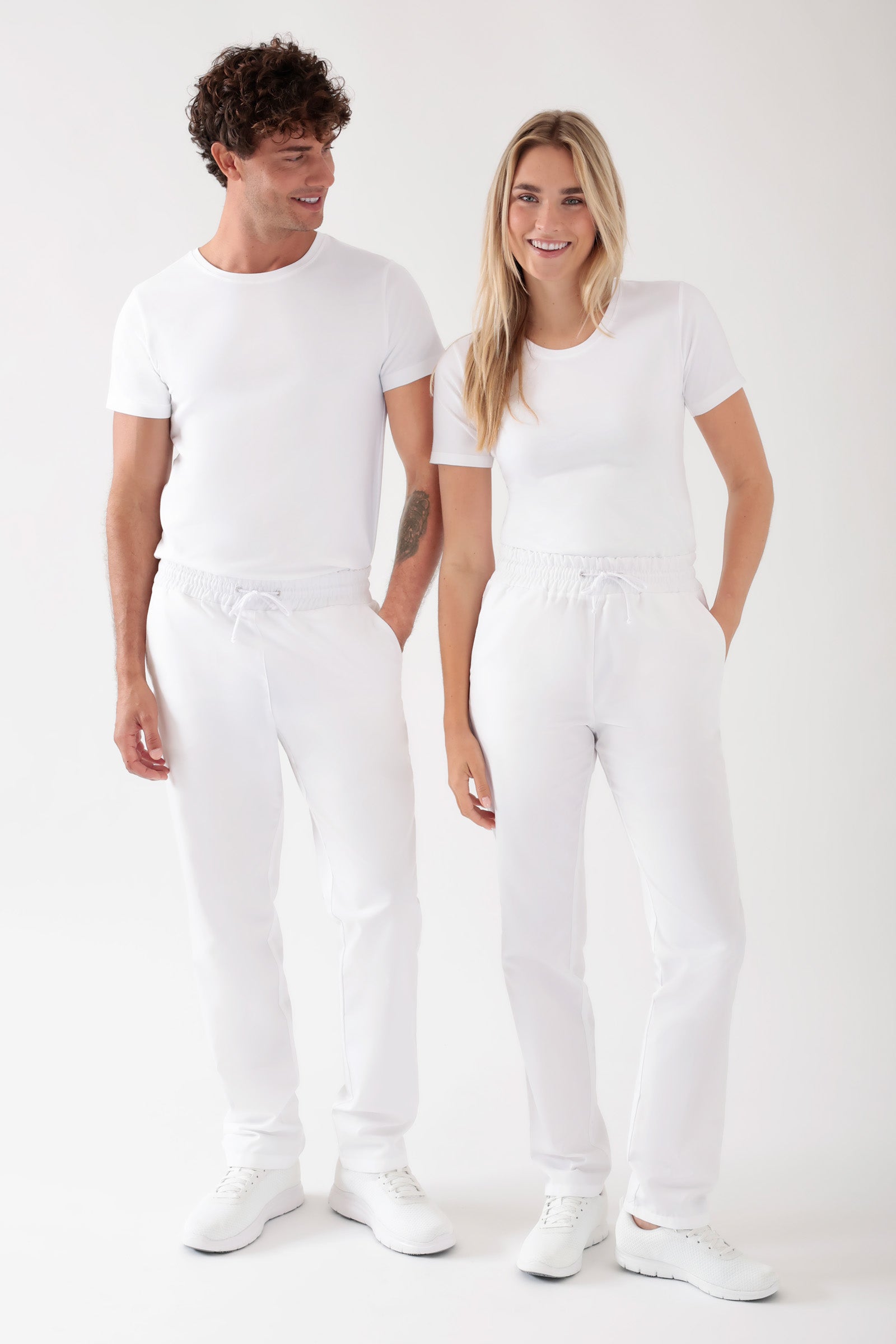 TENCEL™ Pantalon mixte - Ceinture élastique blanc