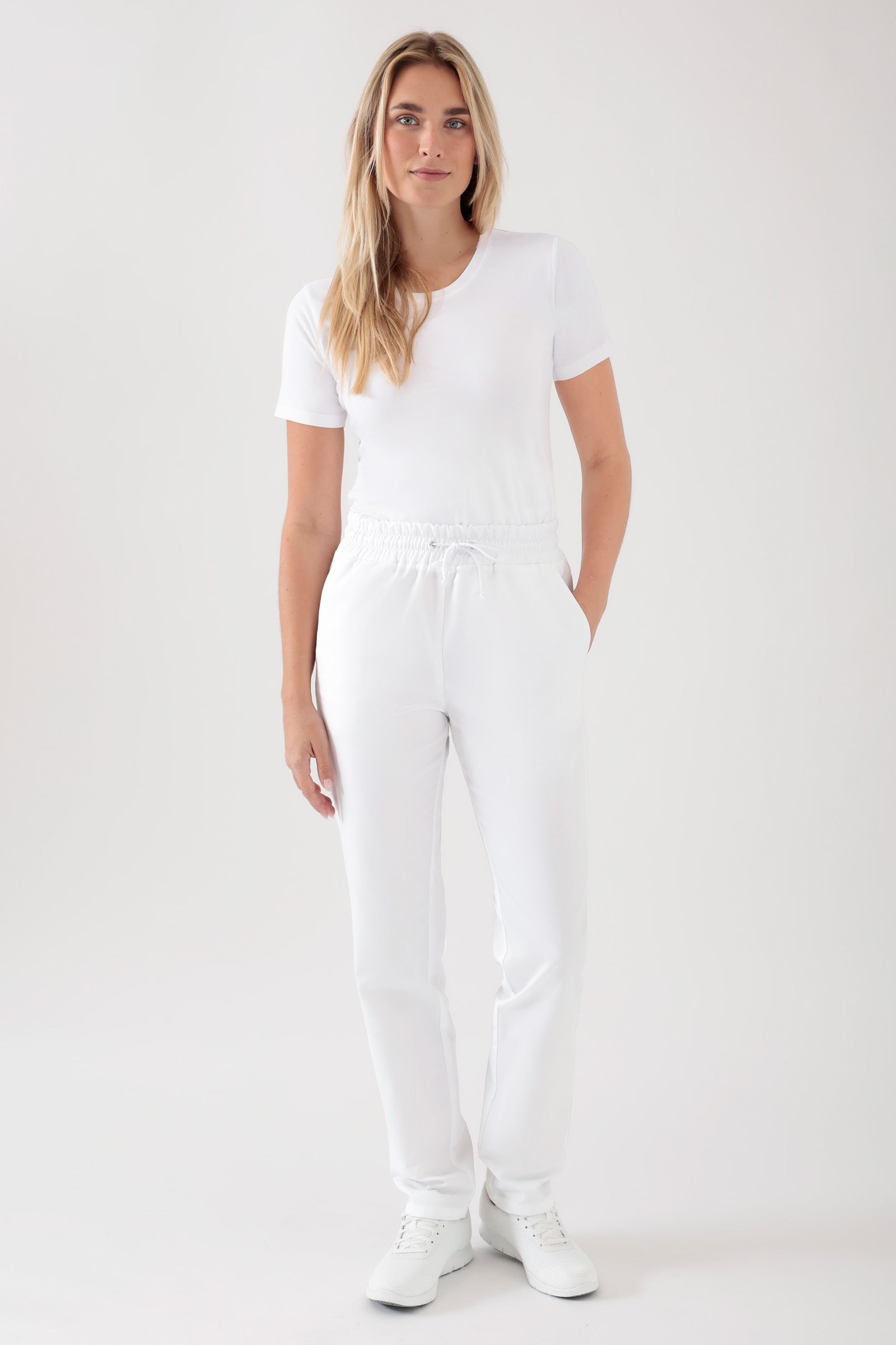 TENCEL™ Pantalon mixte - Ceinture élastique blanc