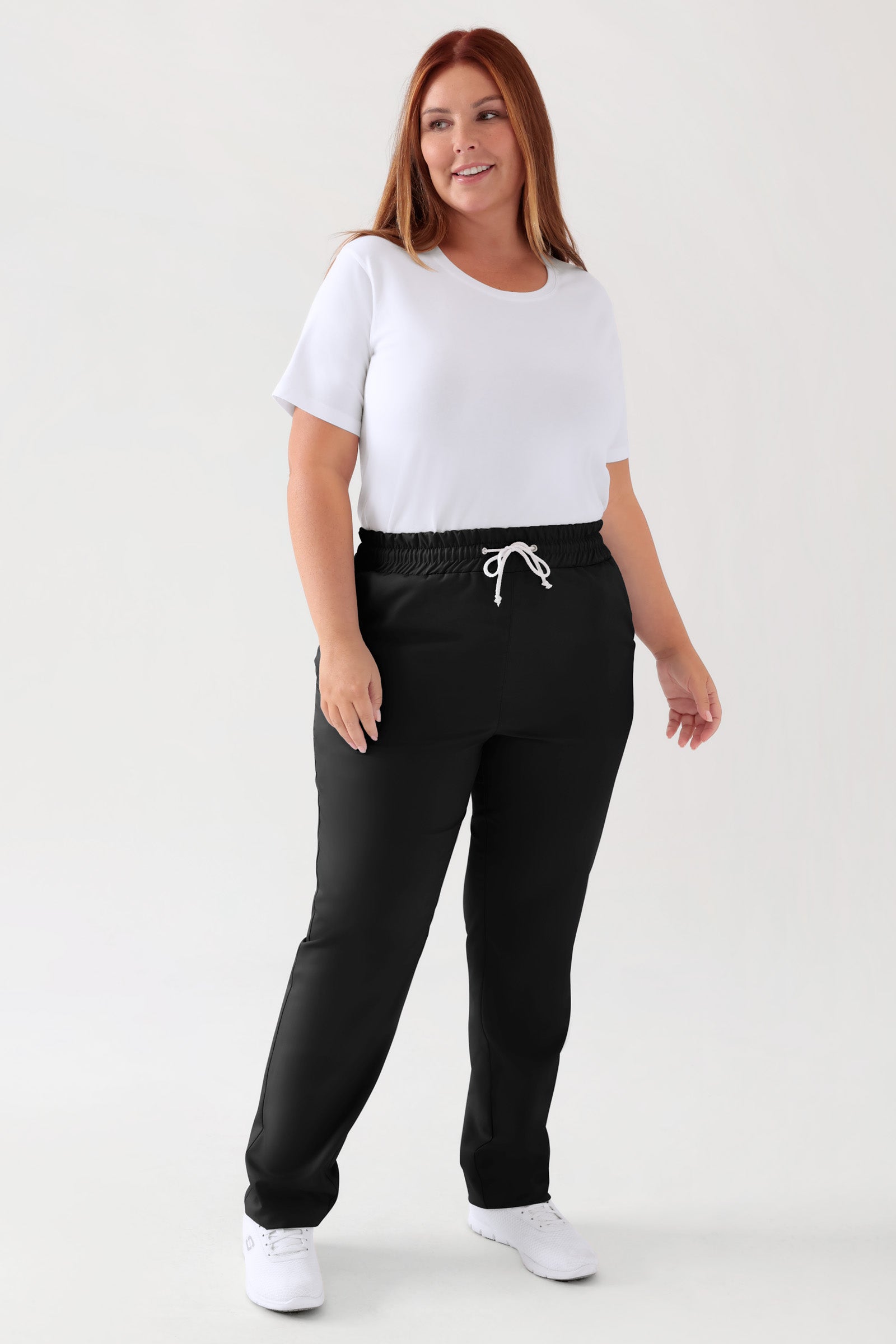 TENCEL™ Pantalon mixte - Ceinture élastique noir, Vue de face 