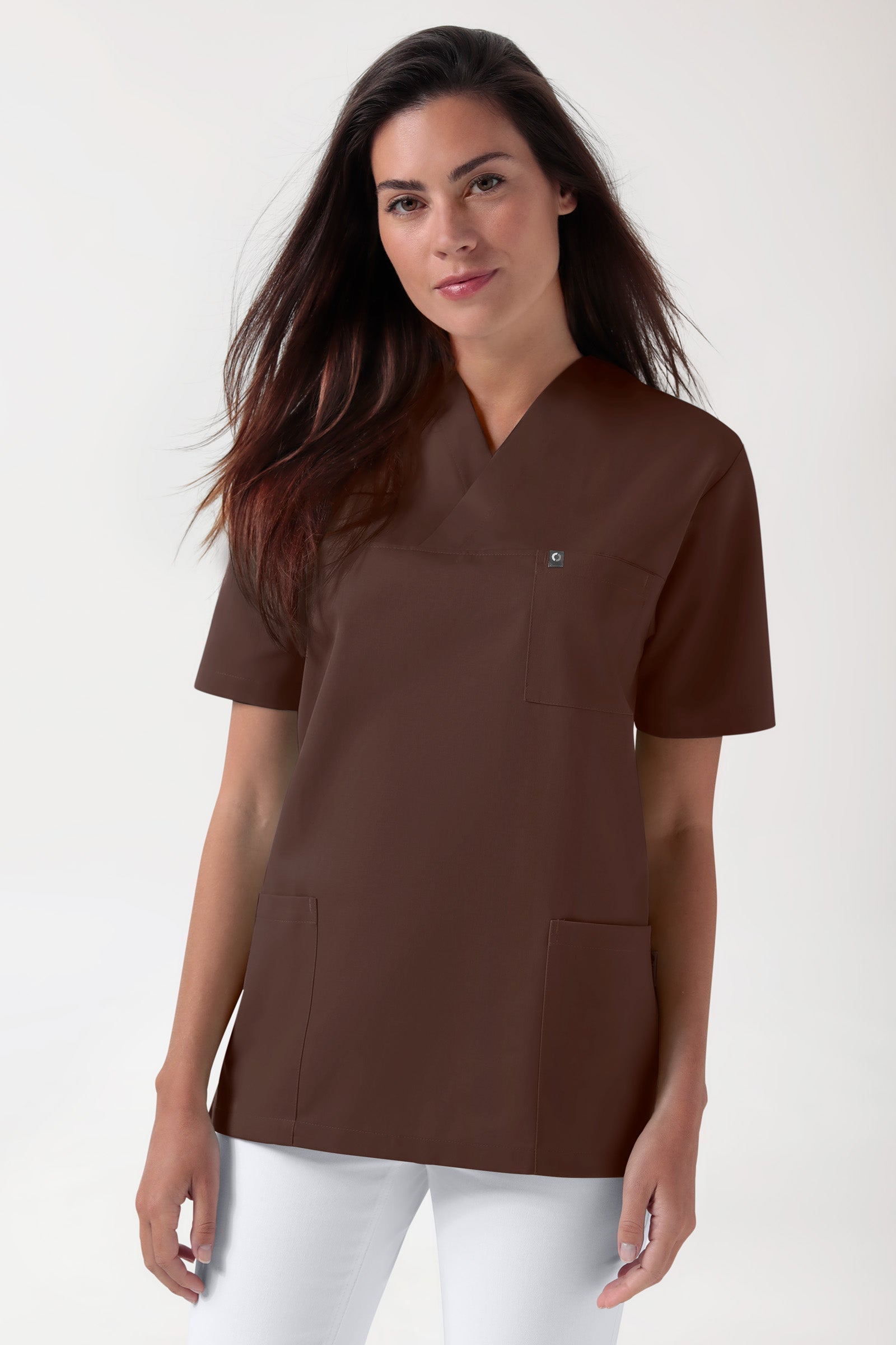 GREEN Tunique Stretch mixte - Décolleté V coffee, Vue de face 