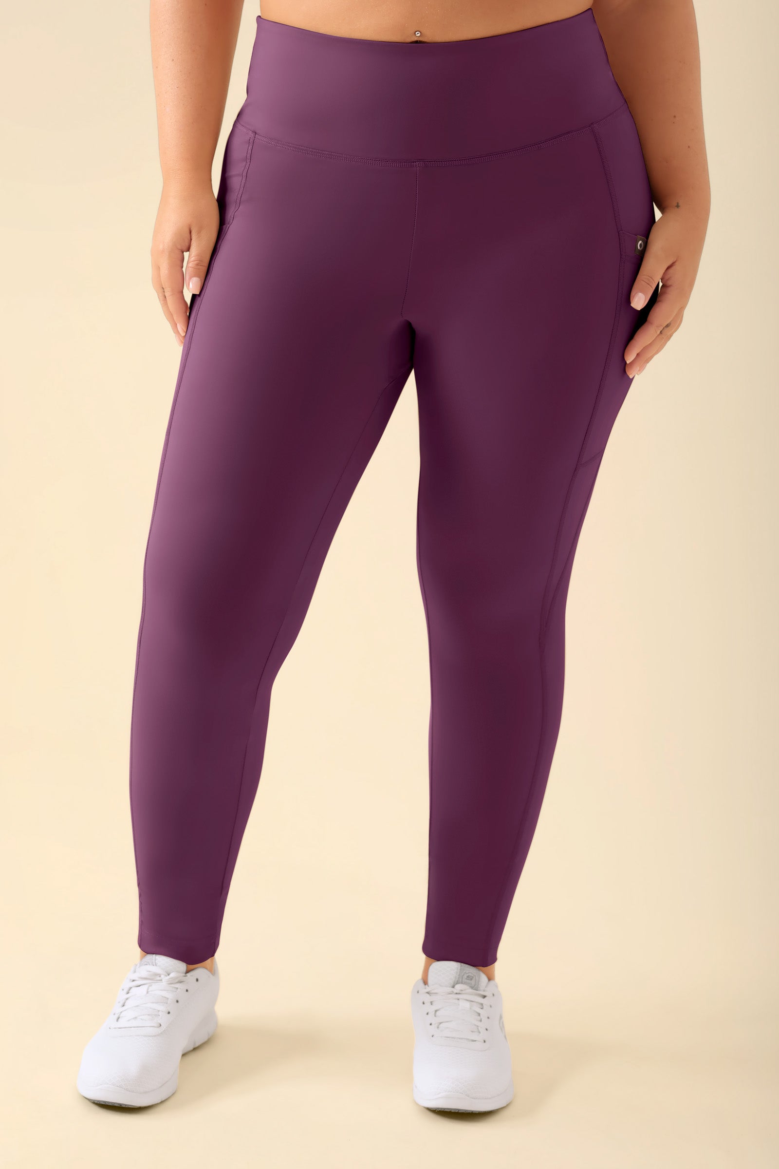 KAERE Leggings Femme - super élastique prune, Vue de face 