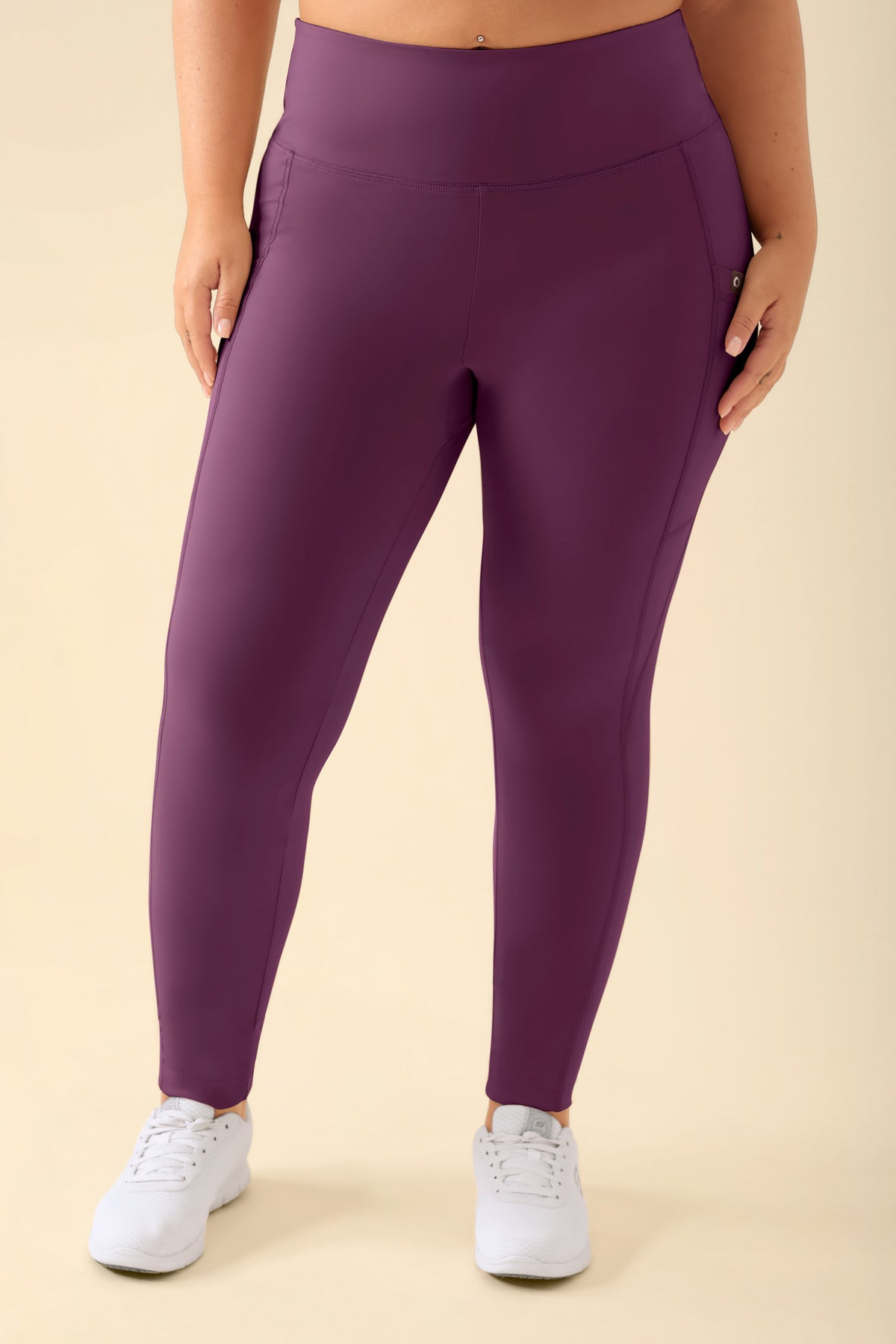 KAERE Leggings Femme - super élastique prune, Vue de face 