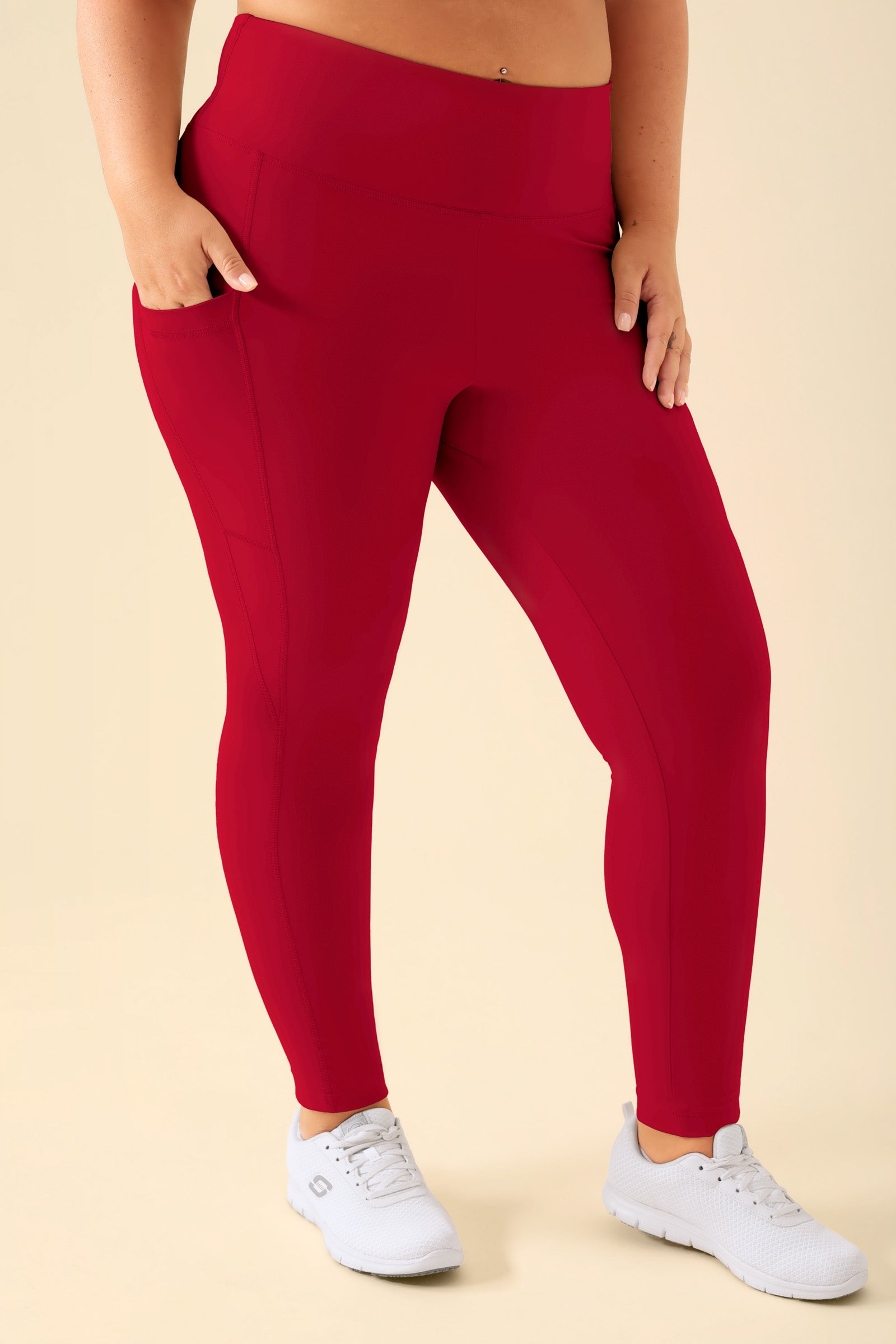 KAERE Leggings Femme - super élastique rouge, Vue de face 