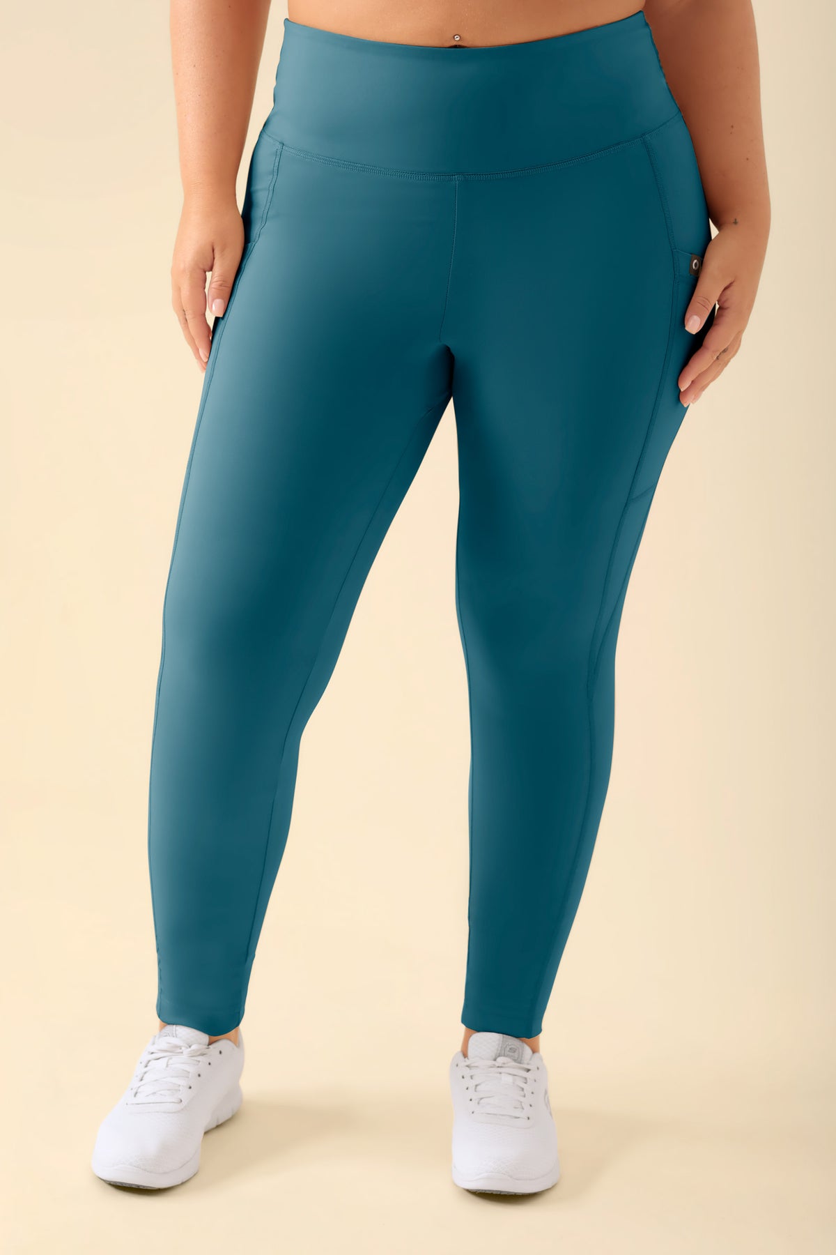 KAERE Leggings Femme - super élastique pétrole, Vue de face 