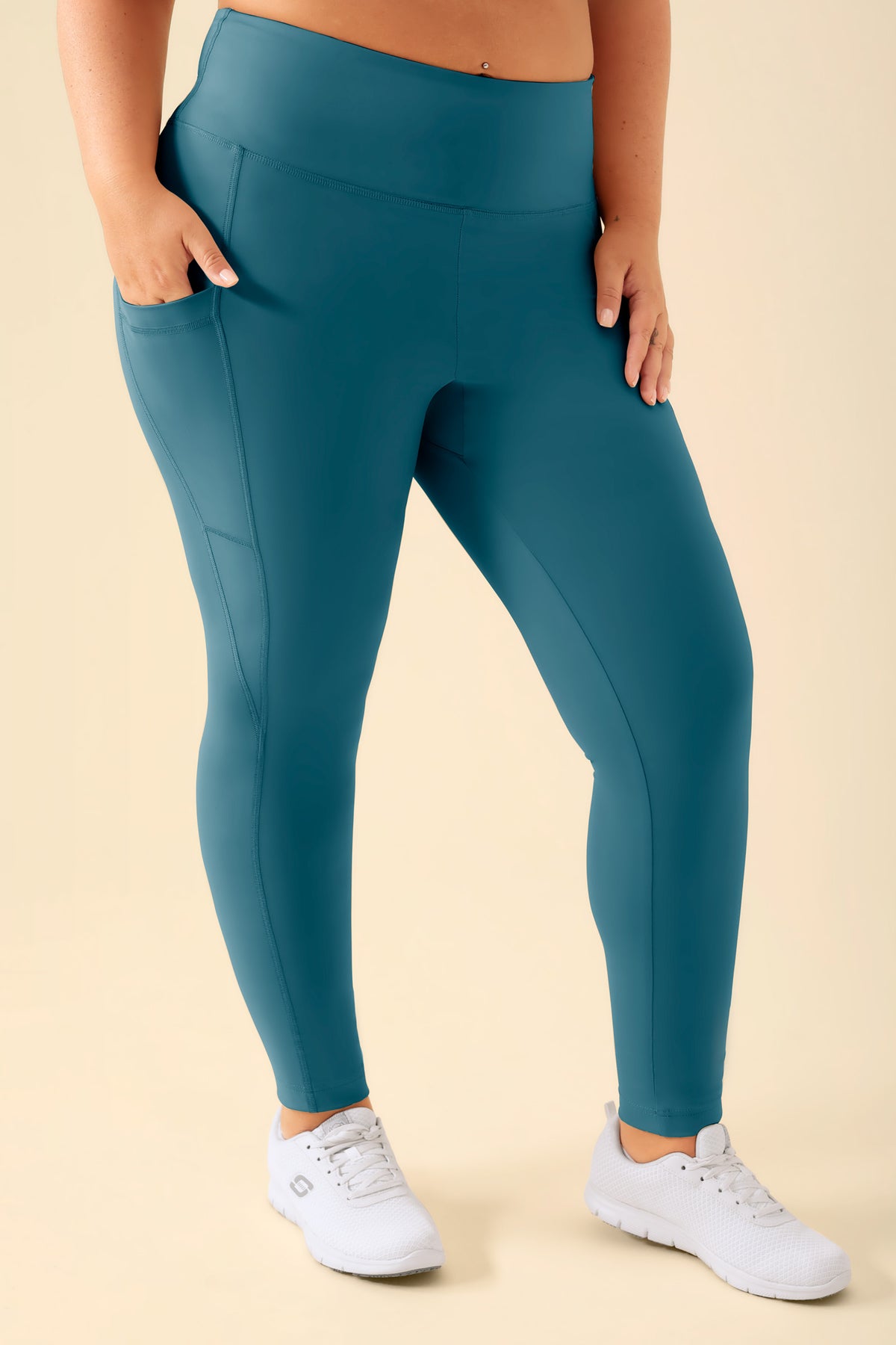 KAERE Leggings Femme - super élastique pétrole, Vue de face 