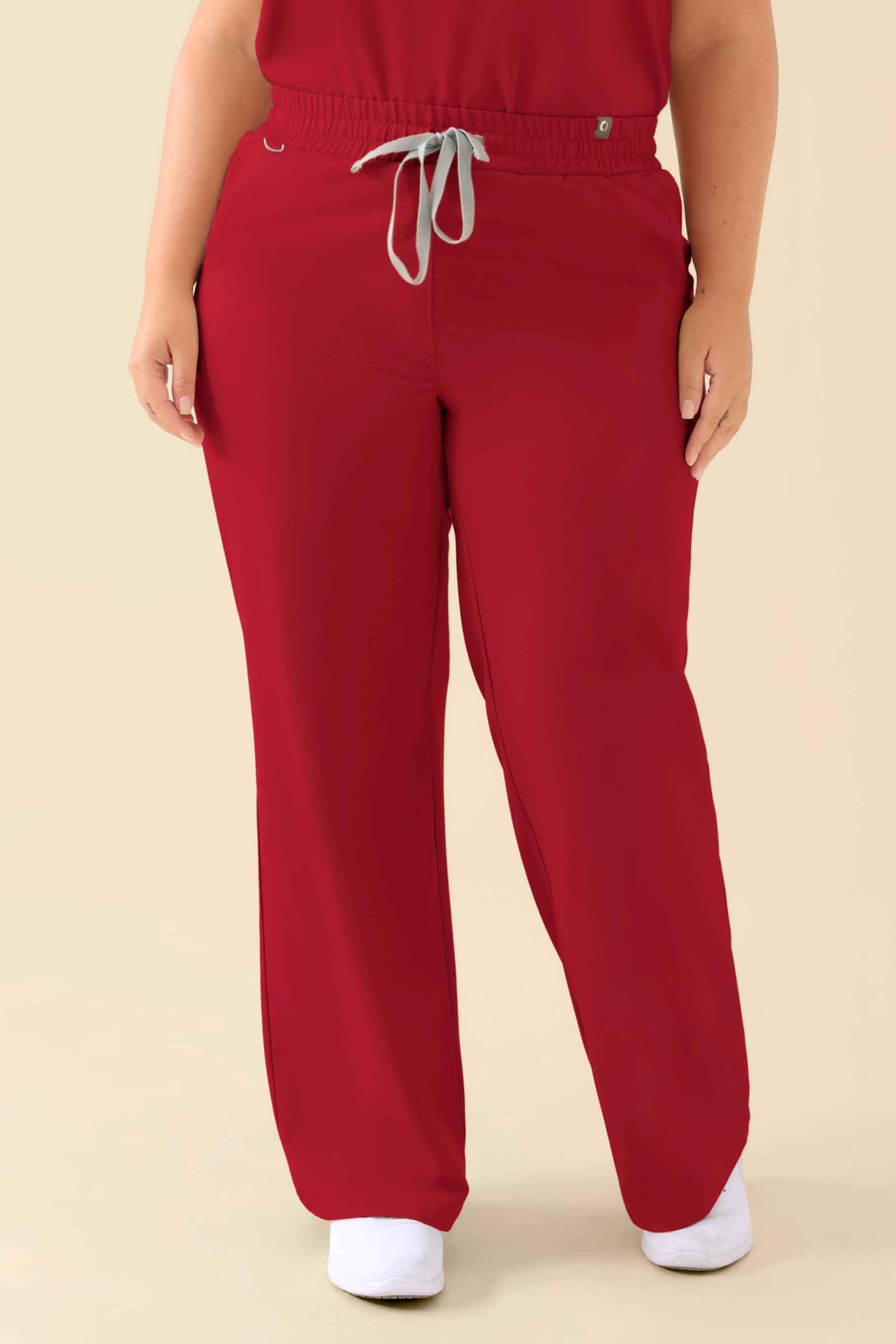KAERE Pantalon Femme - large jambe rouge, Vue de face 