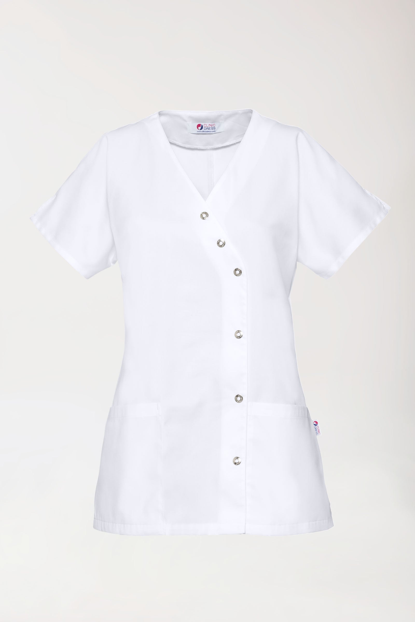 Blouse Beauté Femme - Patte pressions asymétrique blanc