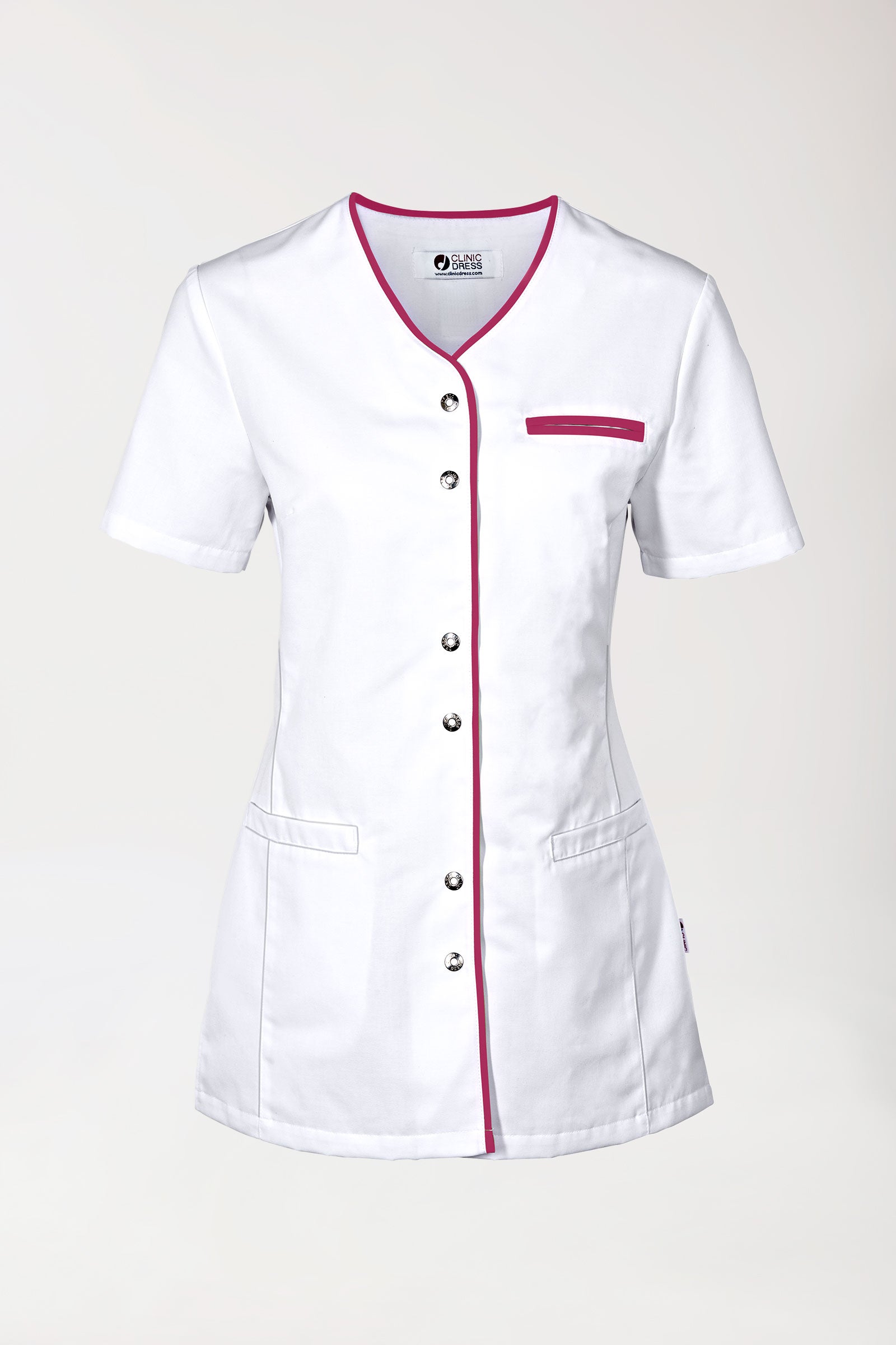 Blouse Beauté Femme - Boutonnée blanc/berry, Vue de face 