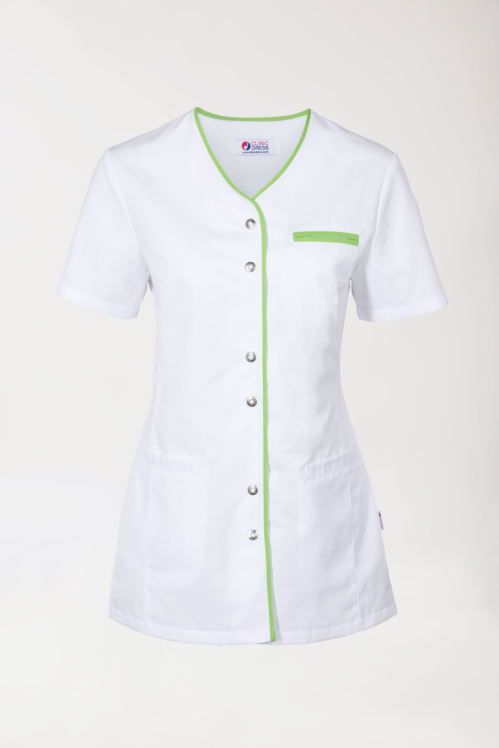 Blouse Beauté Femme - Boutonnée blanc/vert pomme