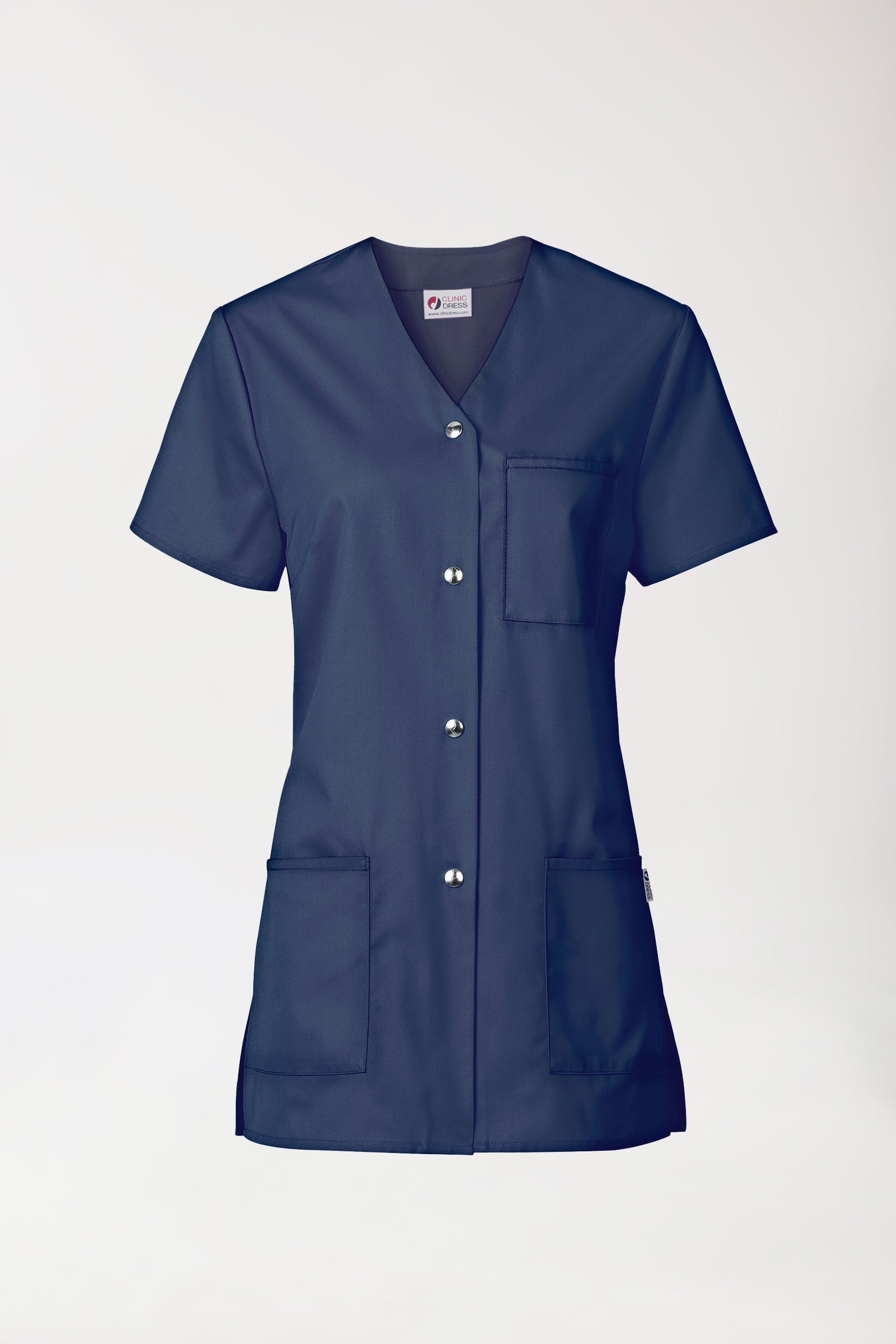 Blouse Beauté Femme - Boutonnée bleu navy, Vue de face 