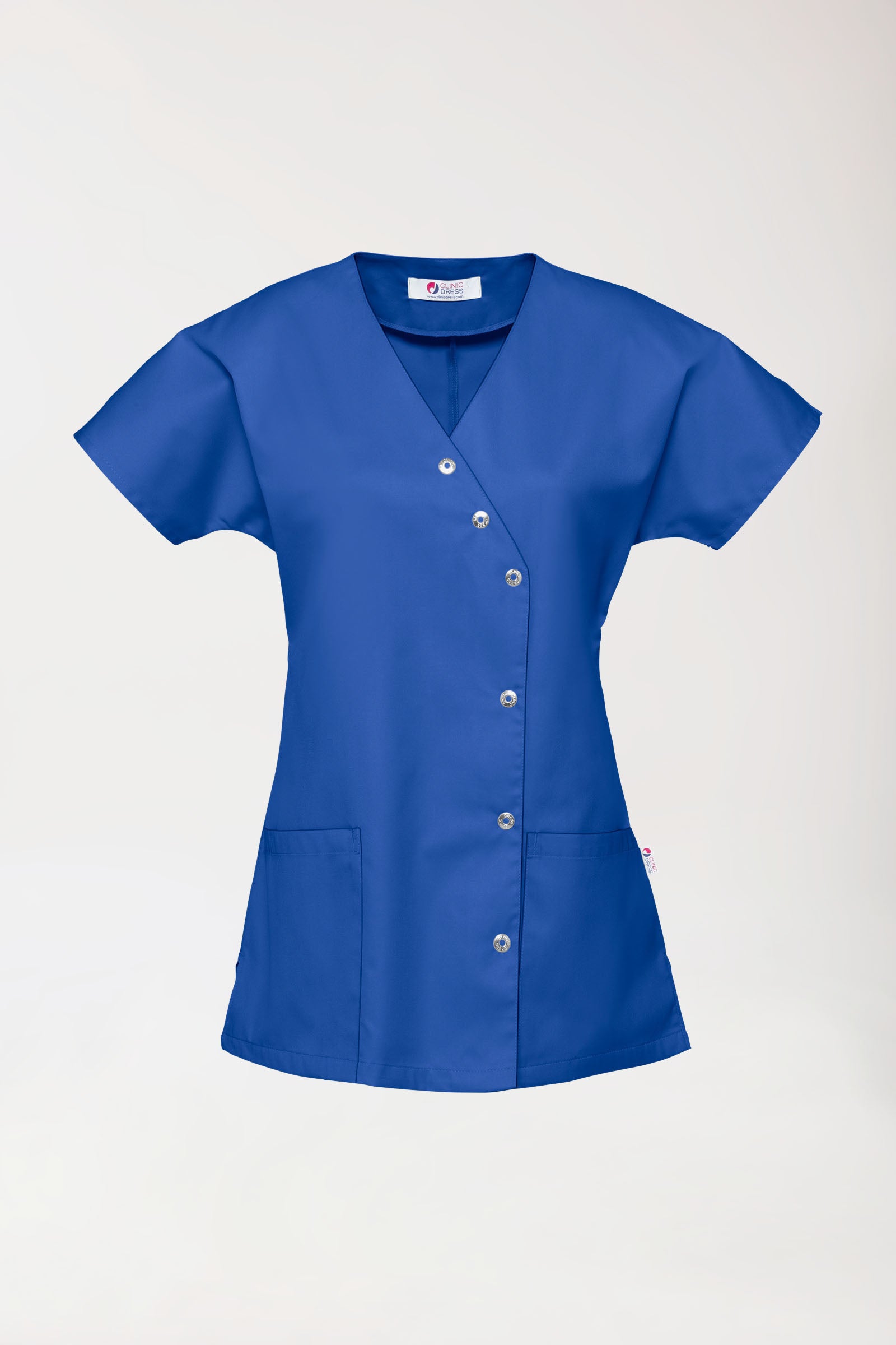 Blouse Beauté Femme - Patte pressions asymétrique bleu roi