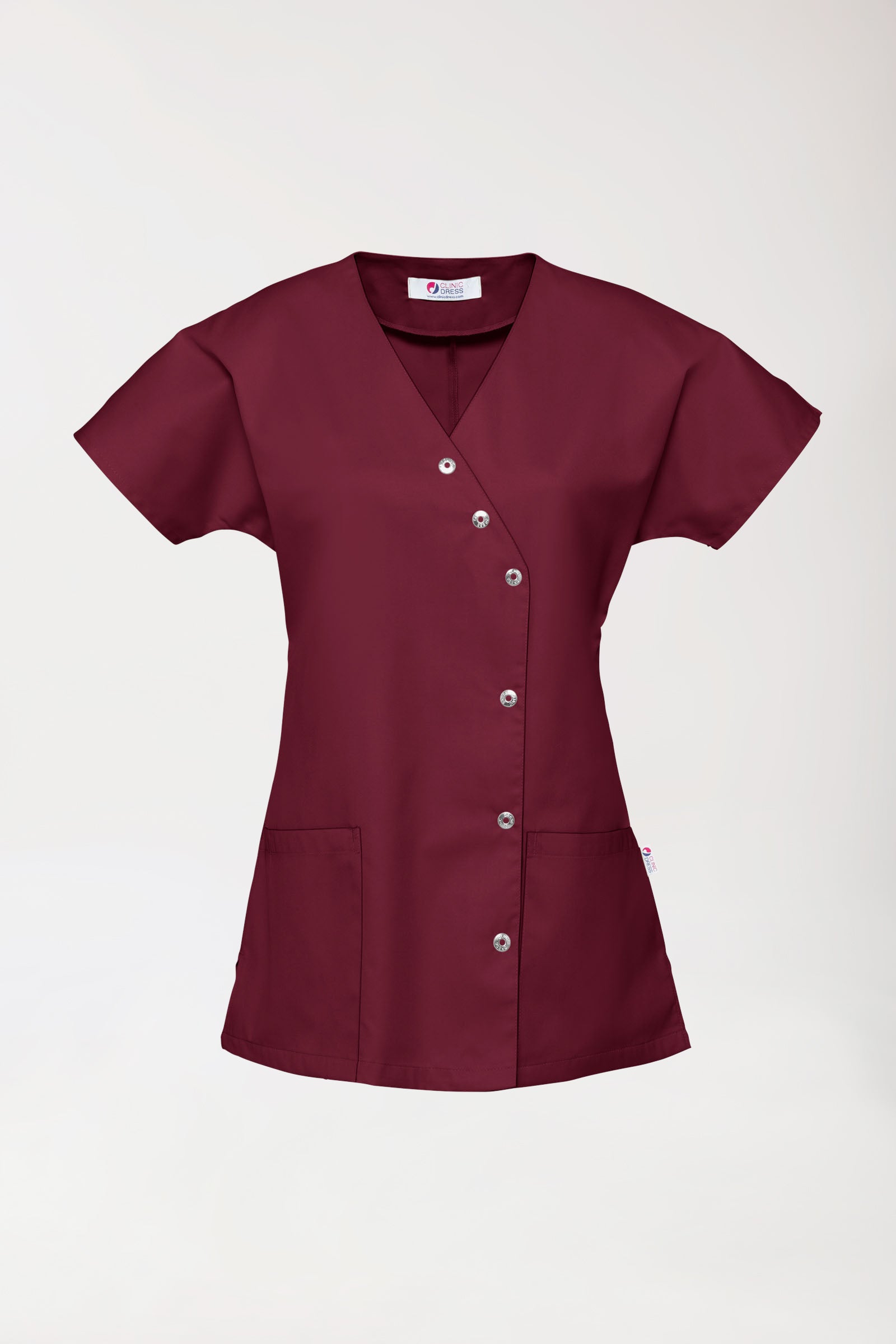 Blouse Beauté Femme - Patte pressions asymétrique bordeaux