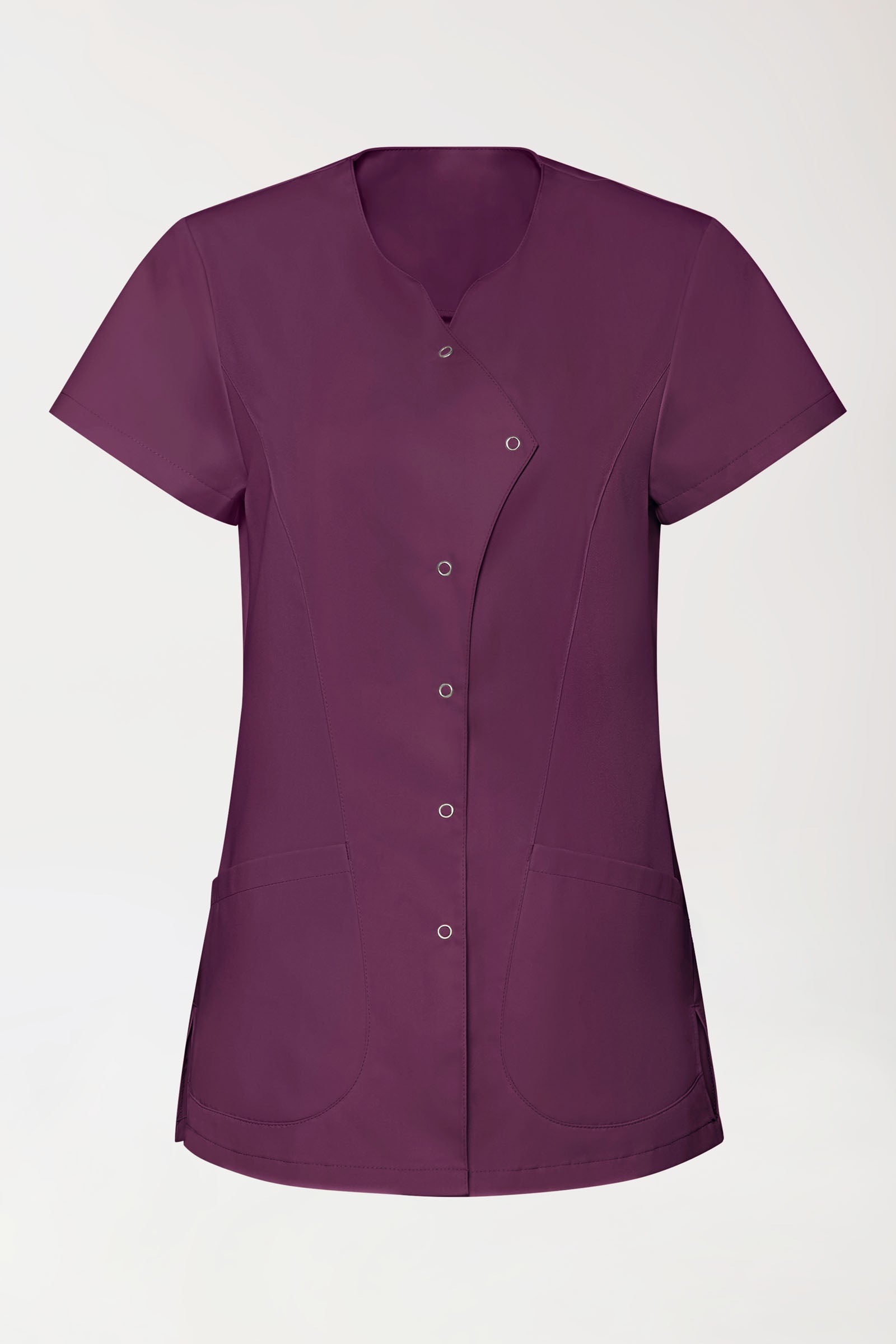 GREEN Blouse Stretch Femme - patte de boutonnage asymétrique prune