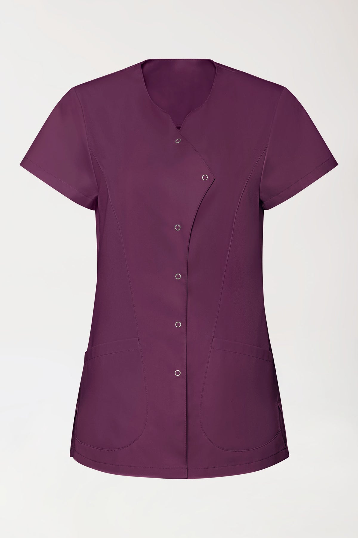 GREEN Blouse Stretch Femme - patte de boutonnage asymétrique prune, Vue de face 