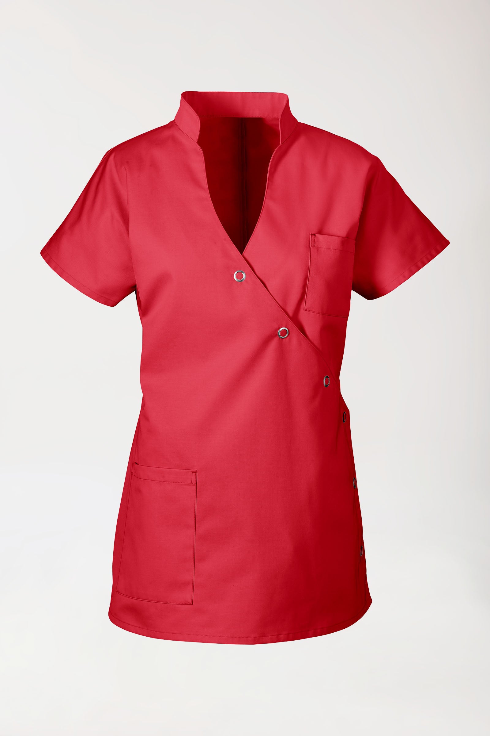 JUST STRONG Blouse Femme - Patte de boutonnage rouge