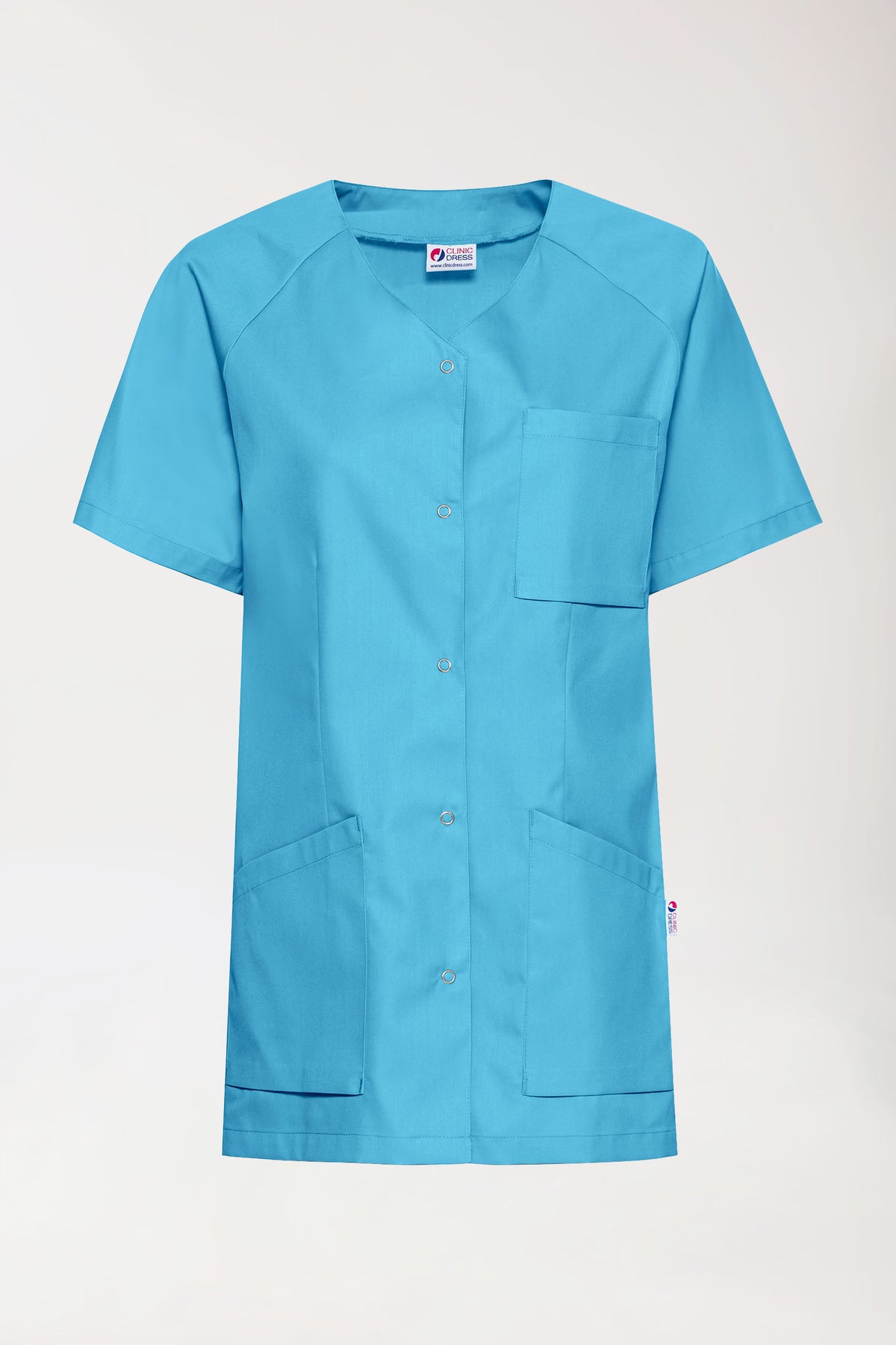 CORE Blouse Femme - Entièrement boutonnée turquoise, Vue de face 