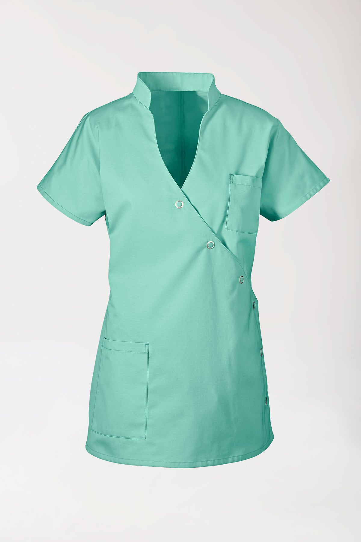 JUST STRONG Blouse Femme - Patte de boutonnage vert d'eau, Vue de face 