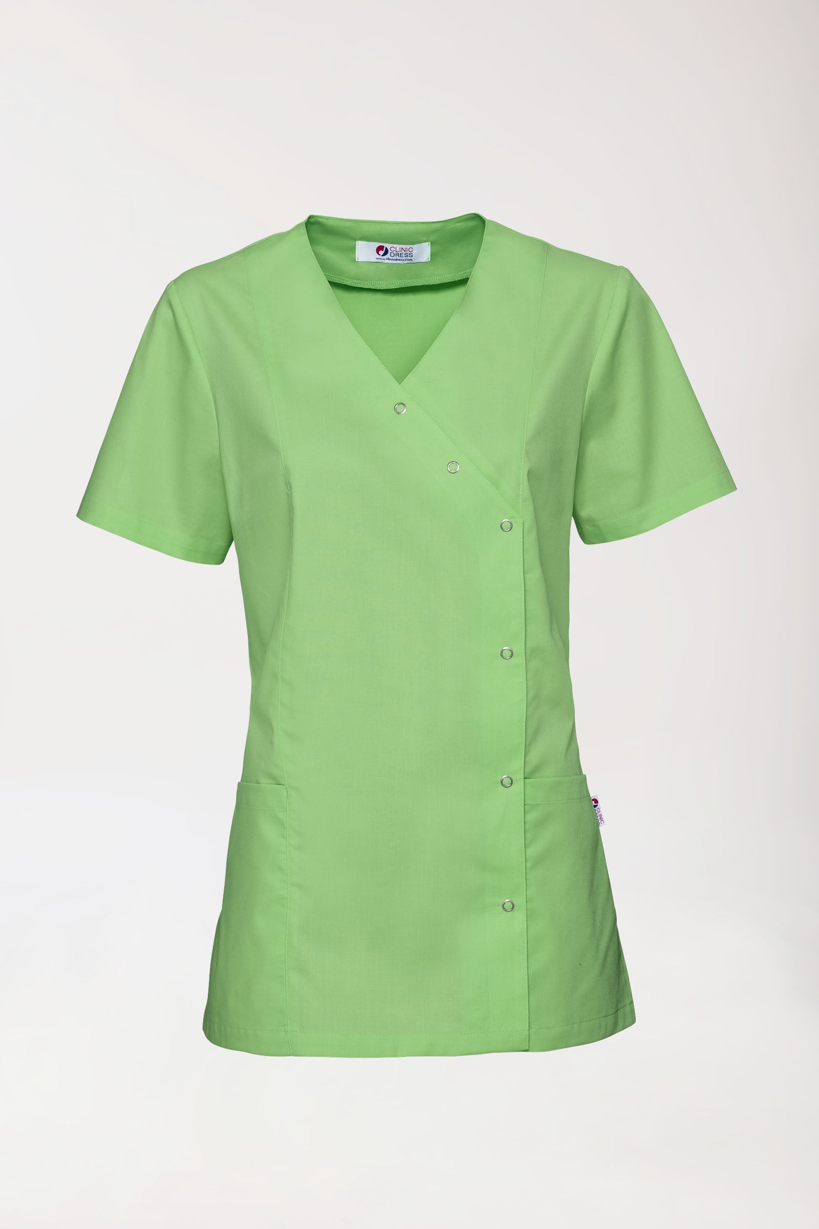 Blouse Stretch Femme - boutonnée vert pomme, Vue de face 