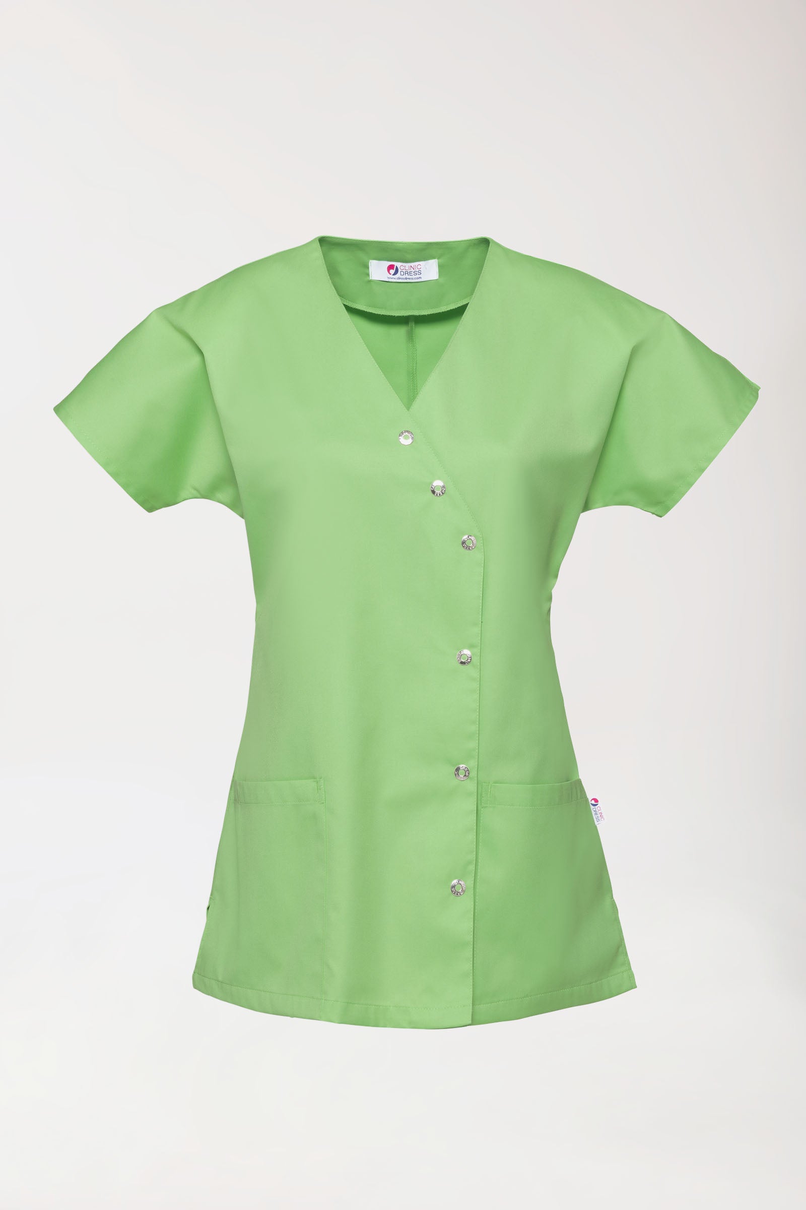 Blouse Beauté Femme - Patte pressions asymétrique vert pomme