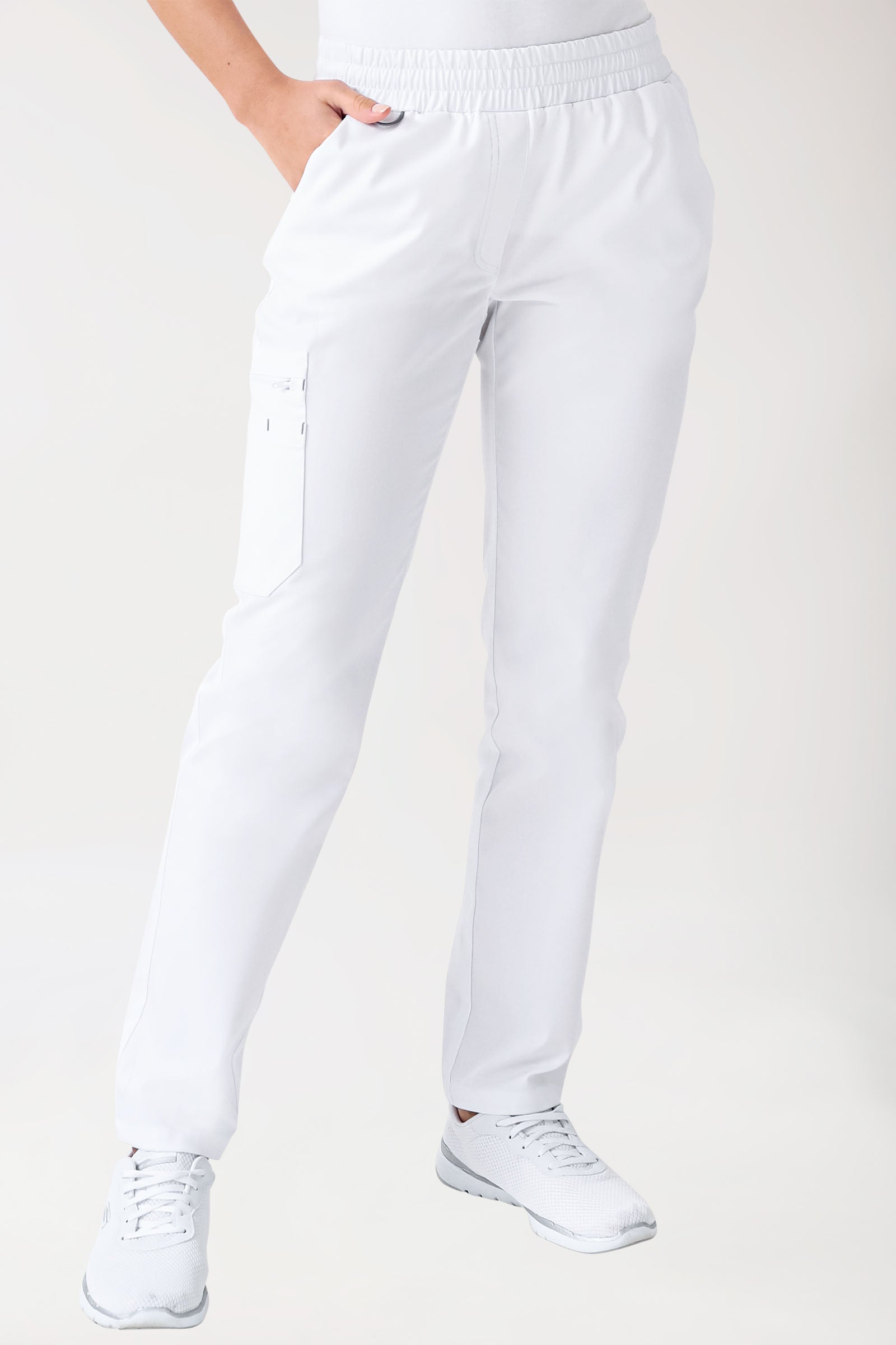 CLINIC STRETCH Pantalon Femme - Taille courte blanc/gris