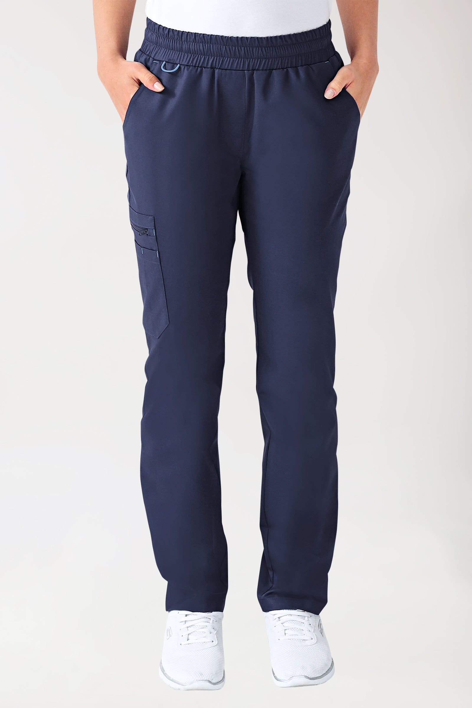 CLINIC STRETCH Pantalon Femme - Taille courte bleu navy/bleu ciel