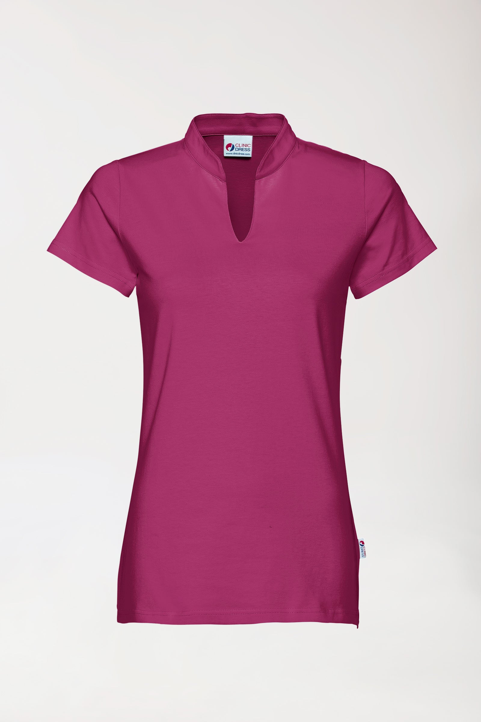T-shirt Stretch Femme - Col officier berry, Vue de face 