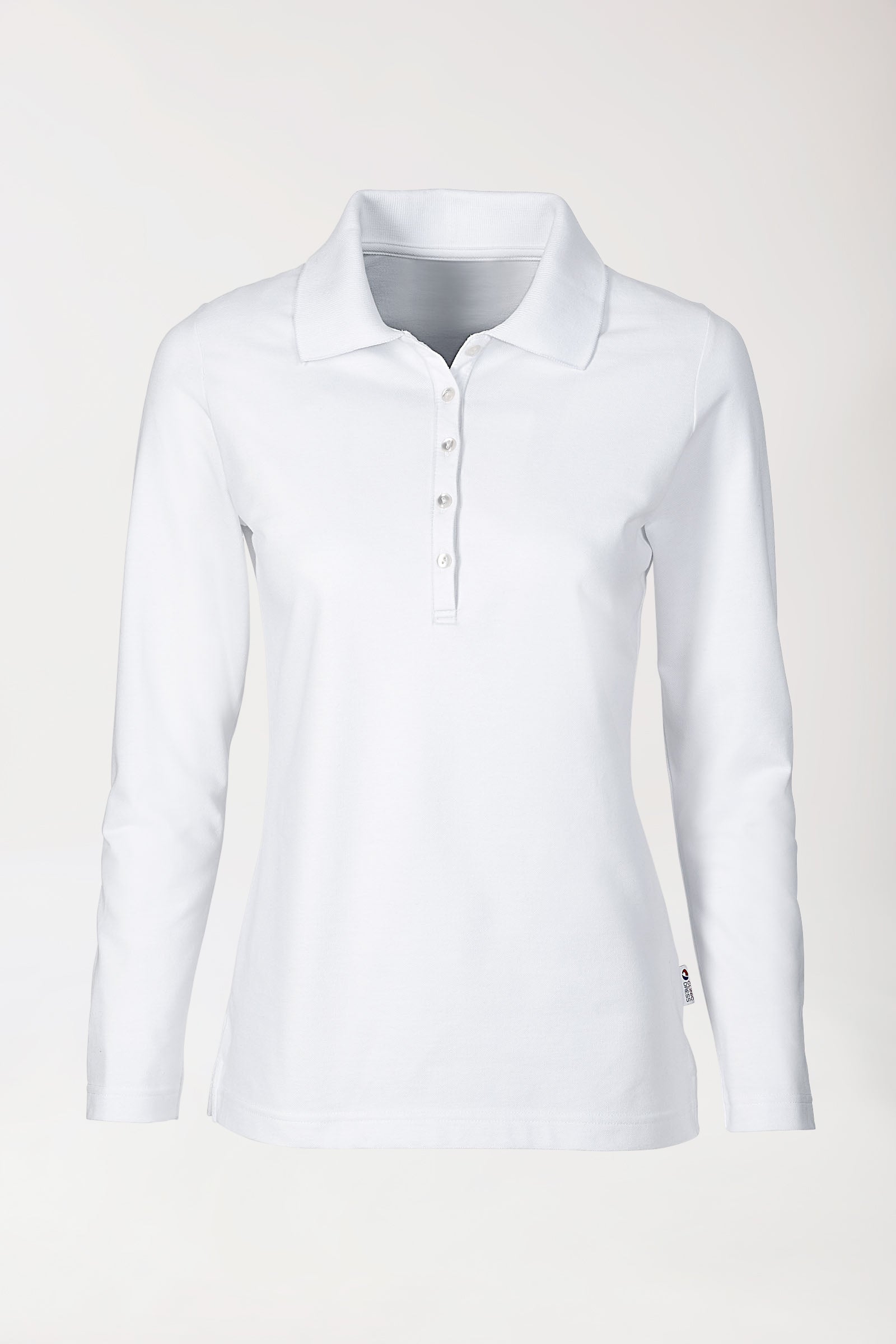 T-shirt Stretch Femme - Col polo et manche longue blanc